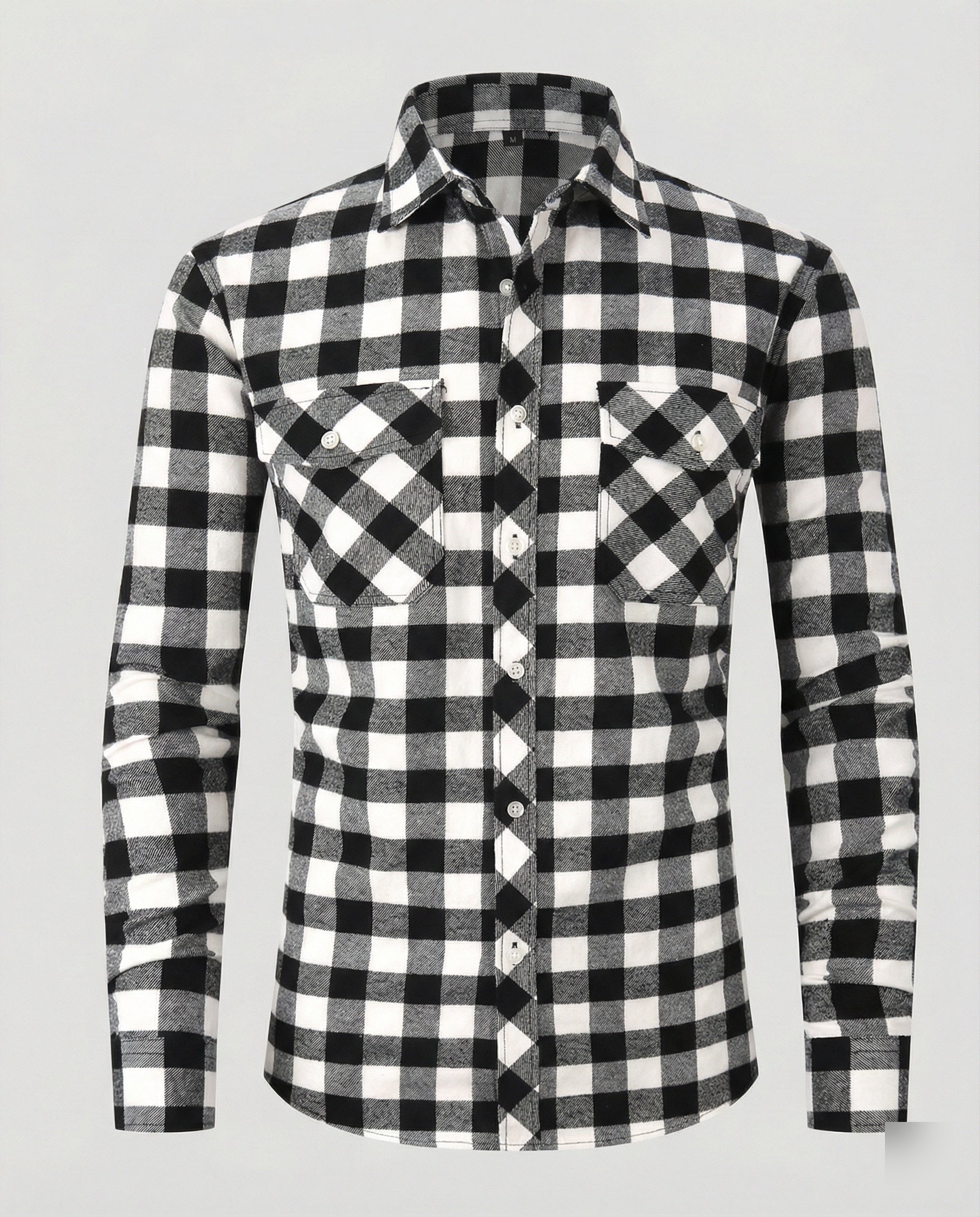 Men's Long Sleeve Shirt Checked with Kent Collar