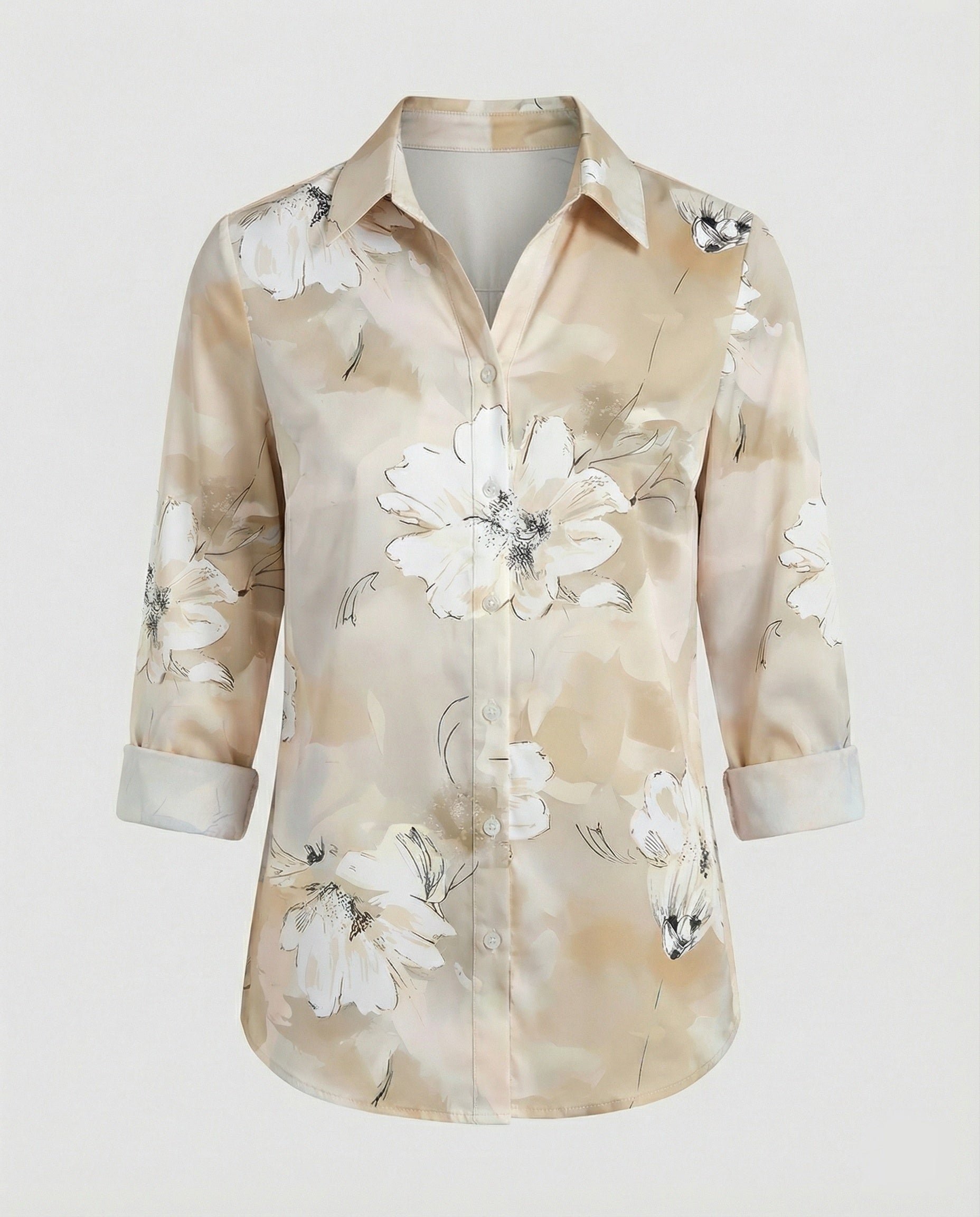 Shirt blouse silk look women floral
