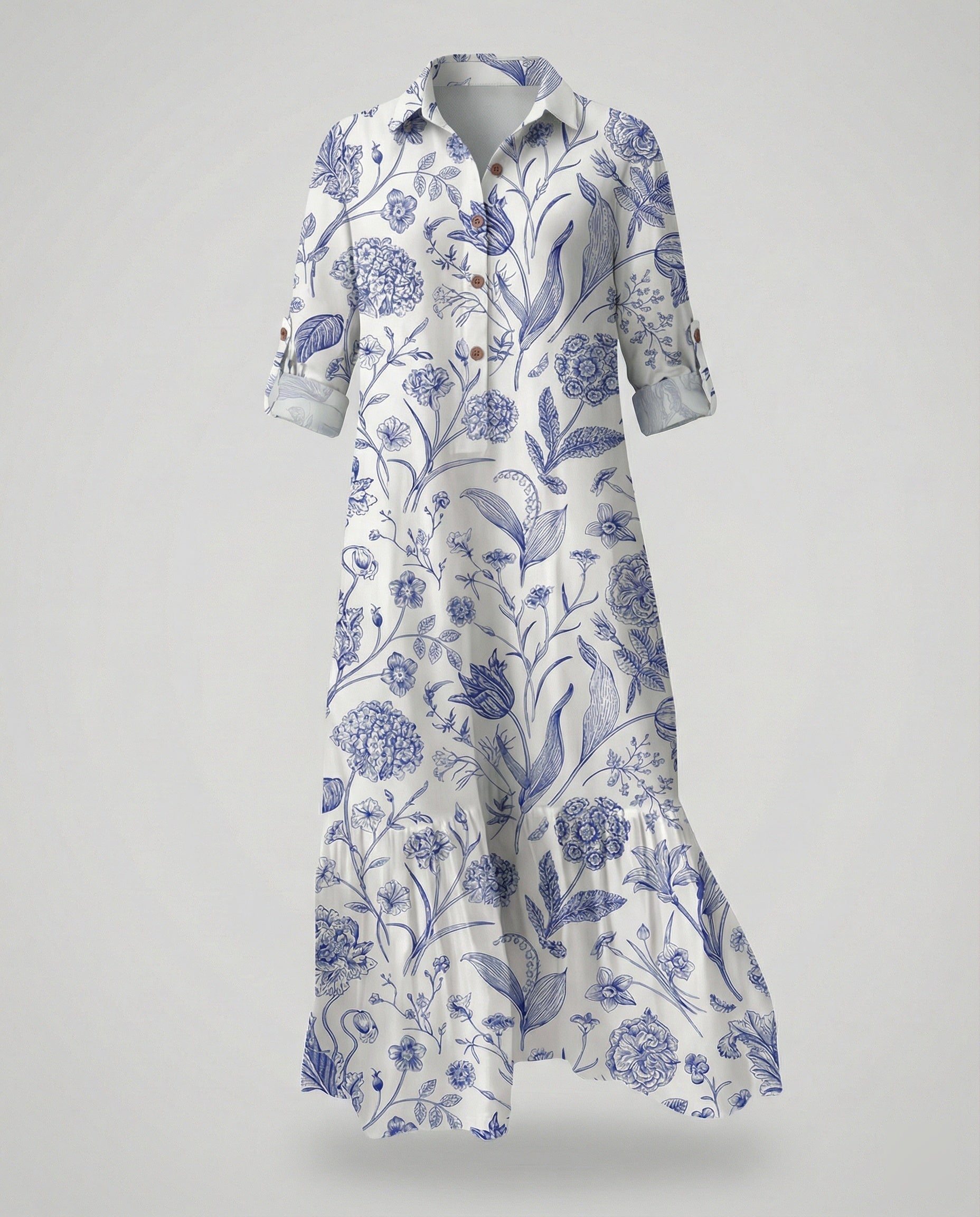 Ladies' shirt dress with ruffles