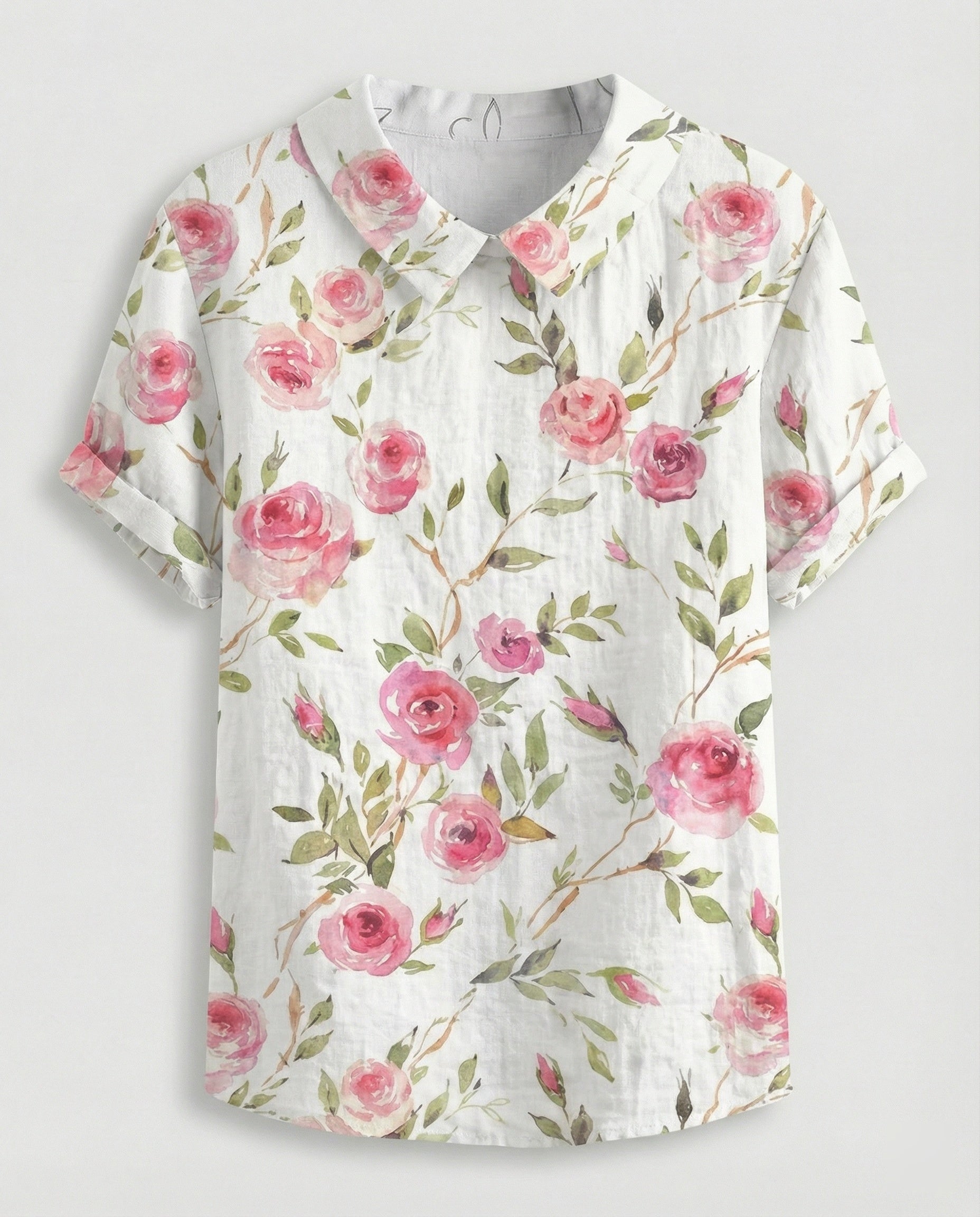 Ladies Blouse Linen Peter Pan Collar