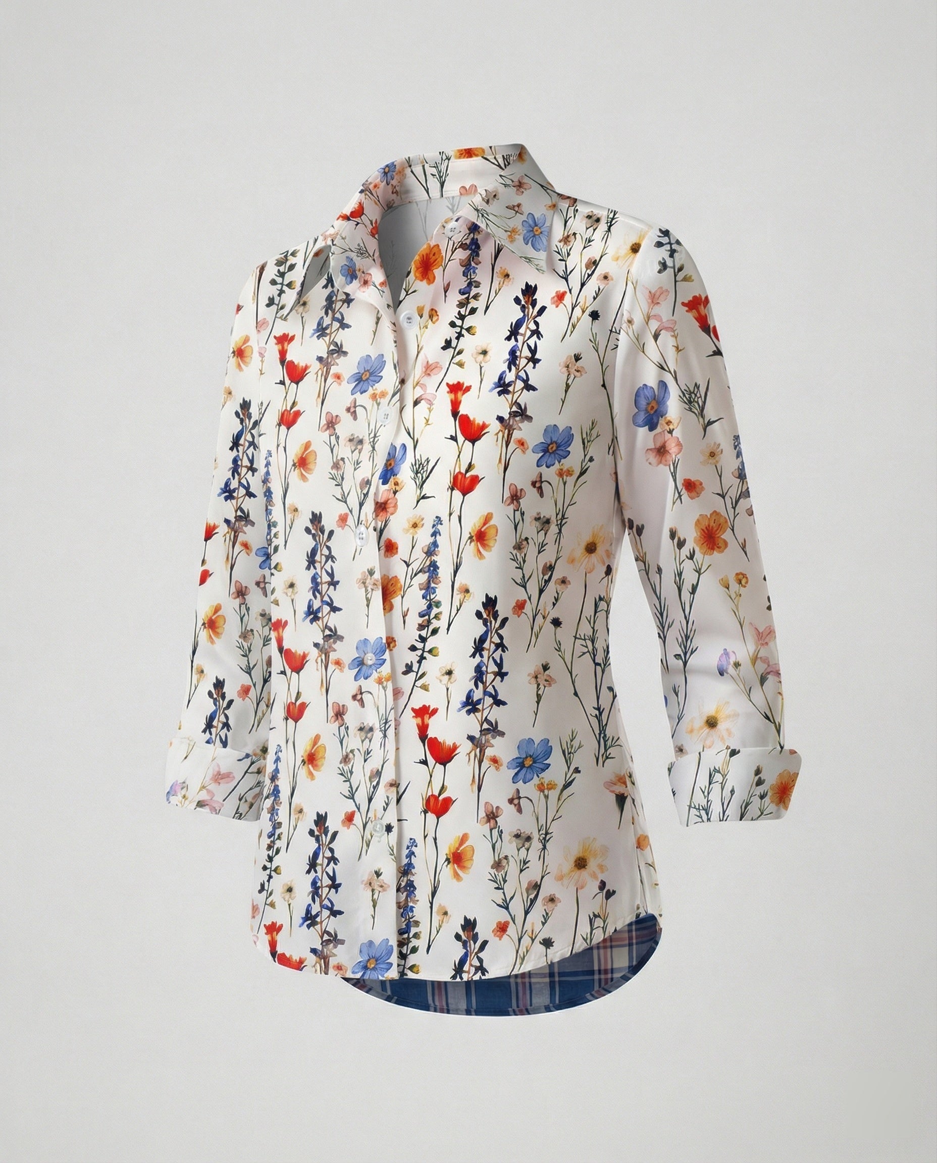 Long Sleeve Shirt Blouse Patchwork Ladies