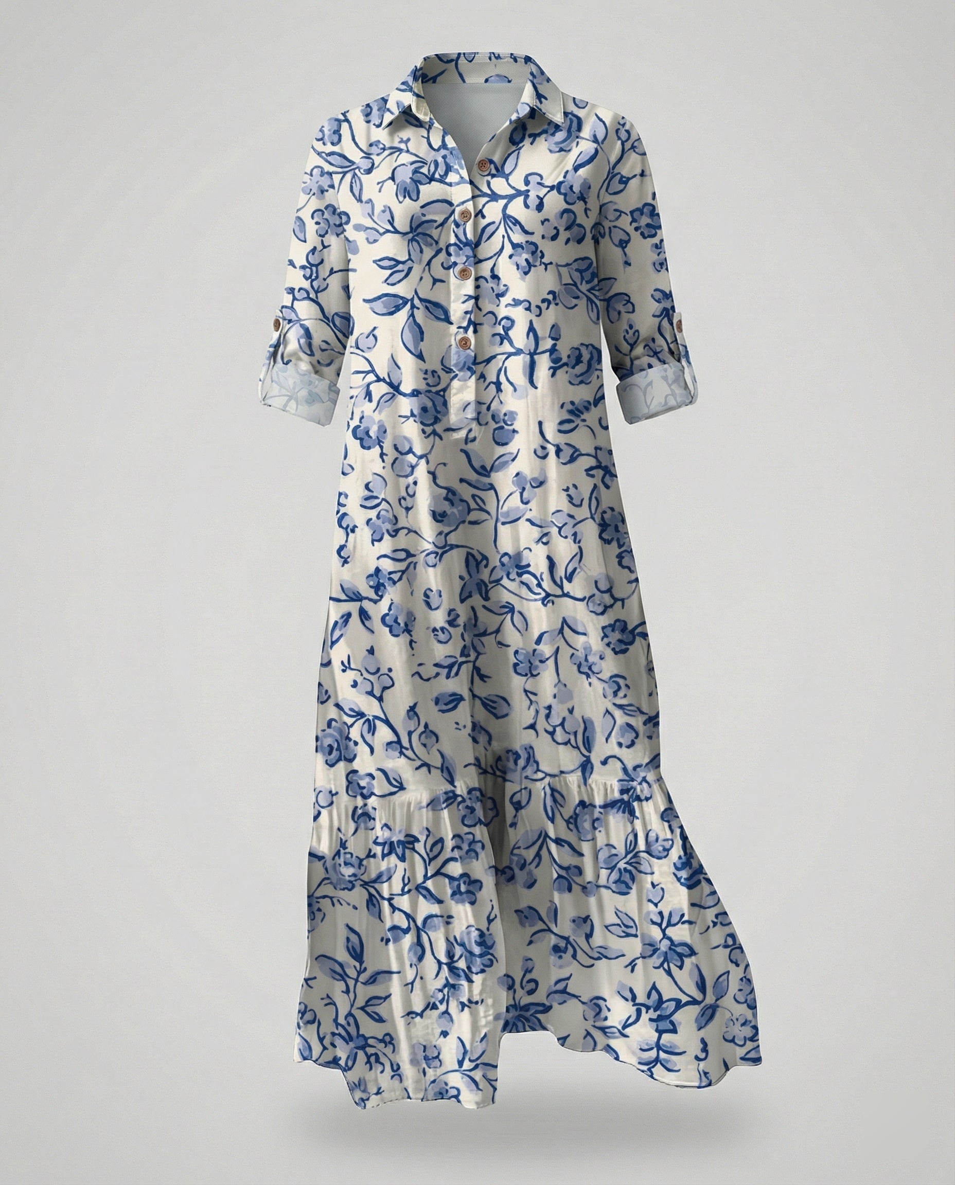 Ladies' shirt dress with ruffles