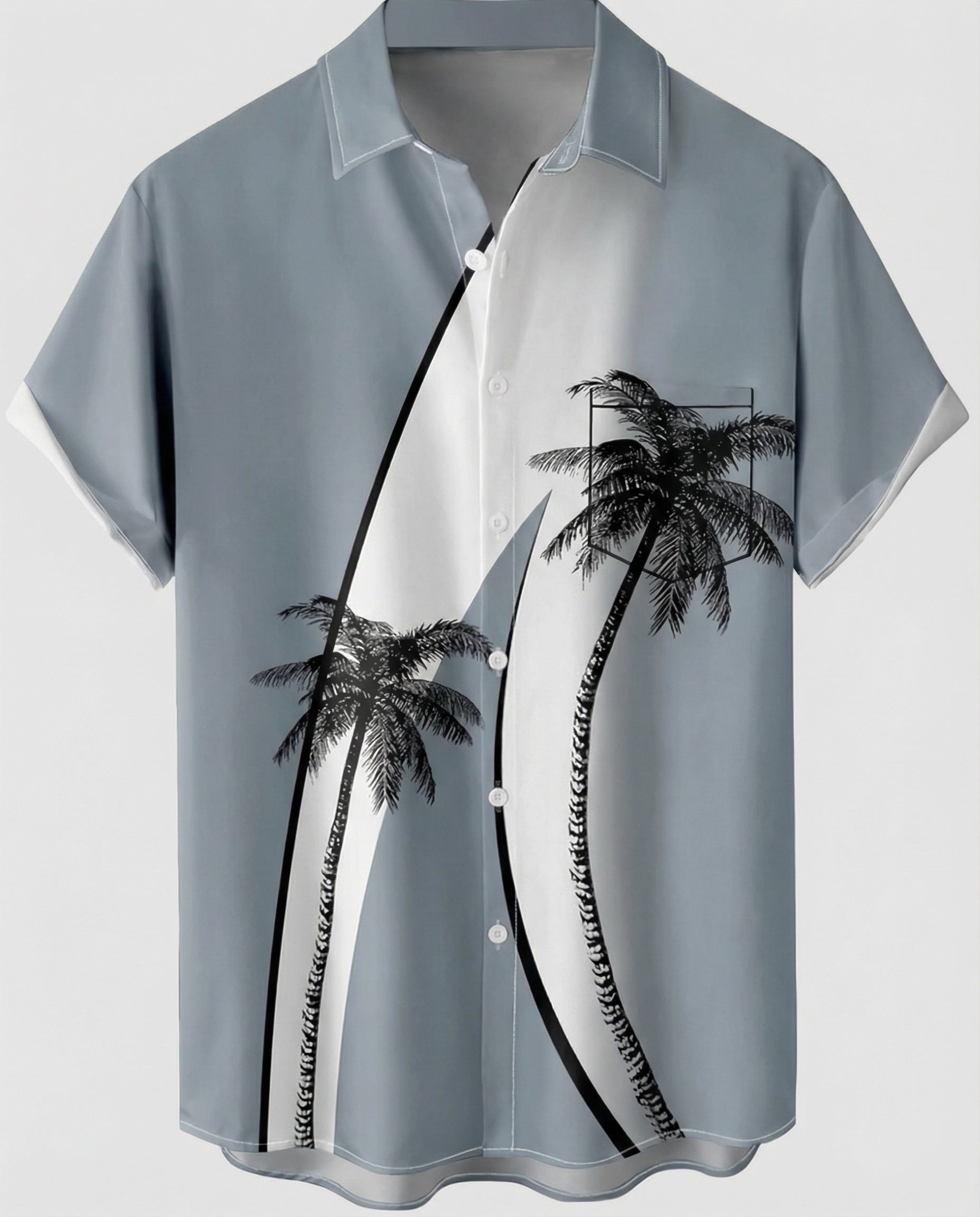 Short Sleeve Hawaii Shirt Men Palm Print