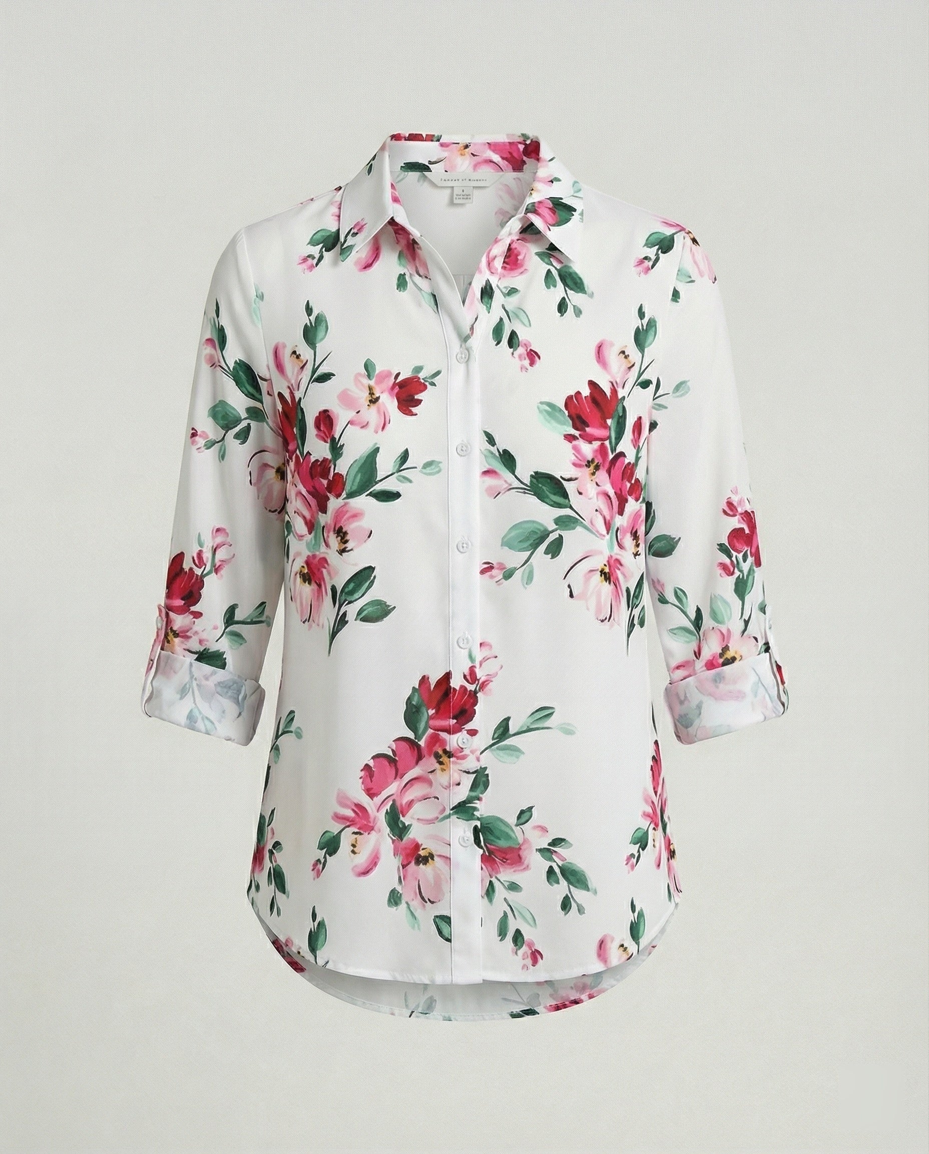 Linen look blouse women floral