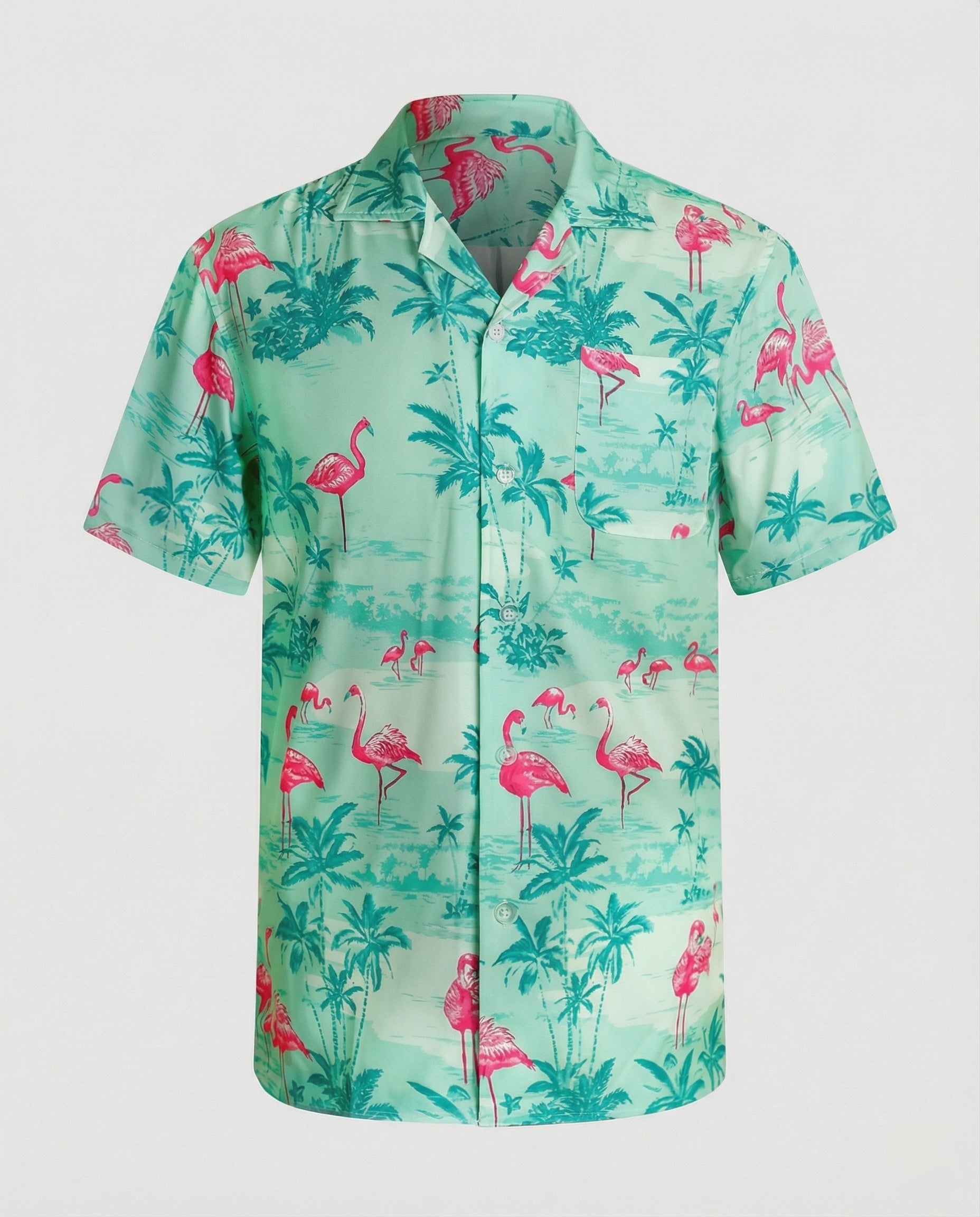 Short Sleeve Hawaii Shirt Men Palm Print