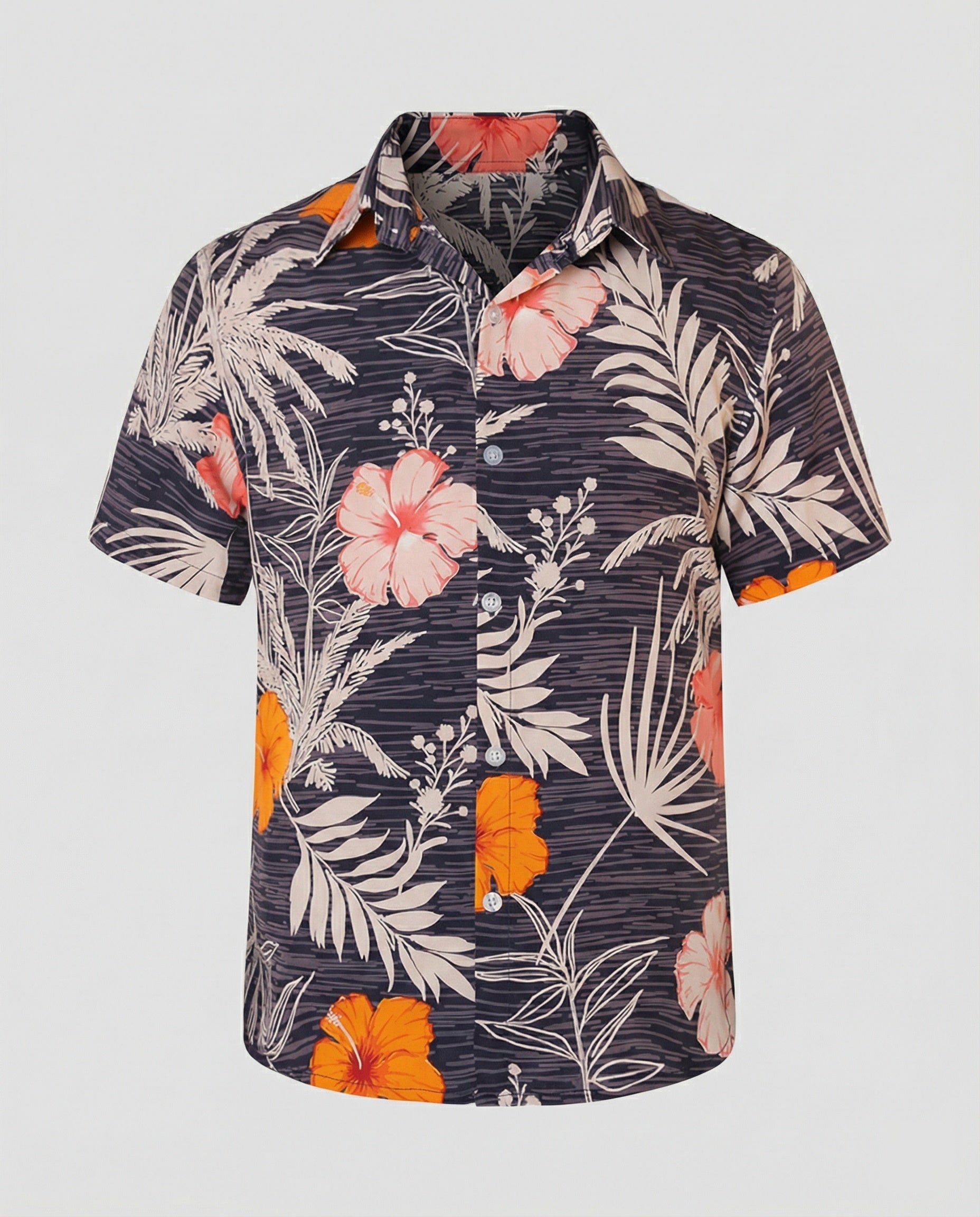 Short Sleeve Hawaii Shirt Men Palm Print