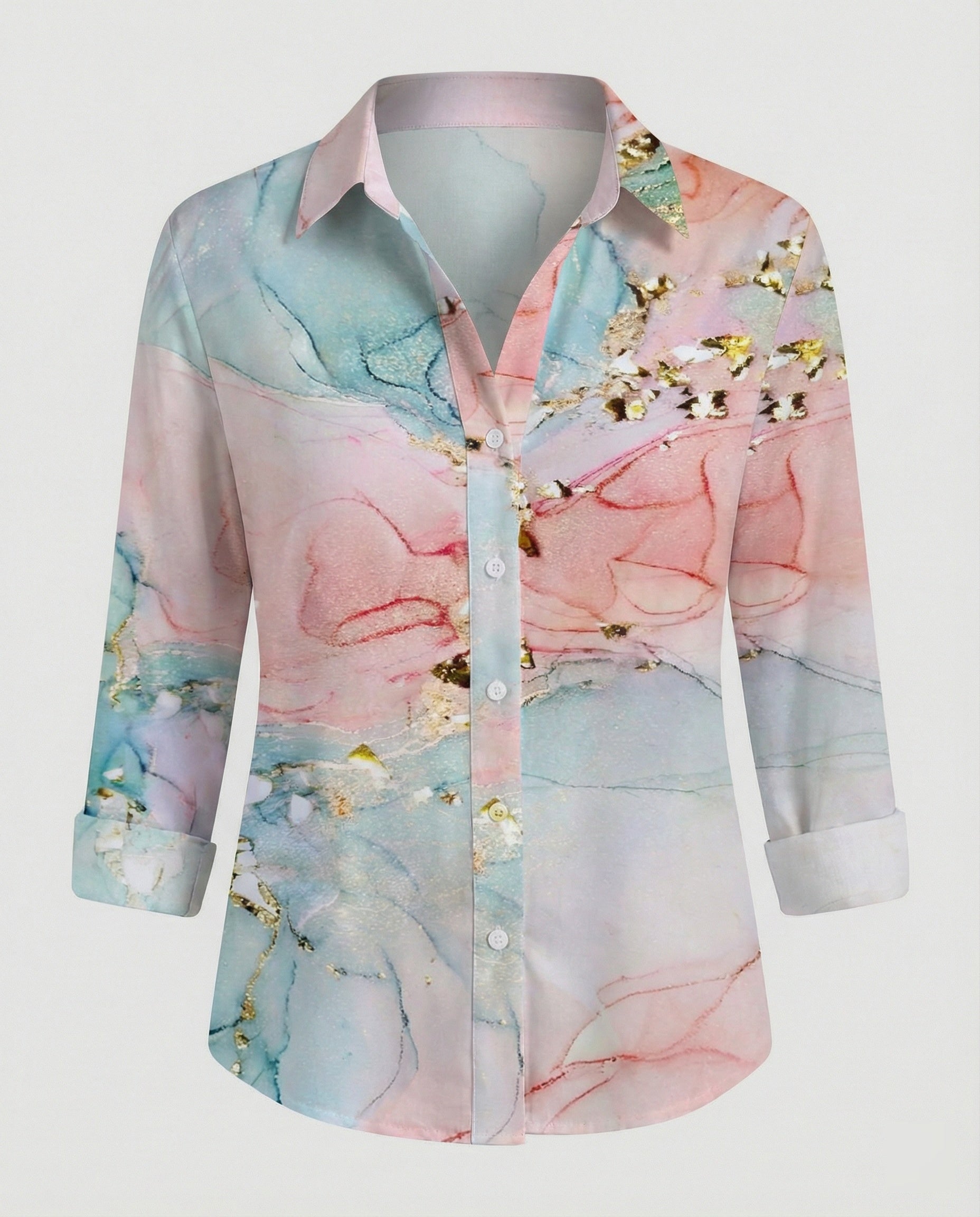 Linen look blouse women floral