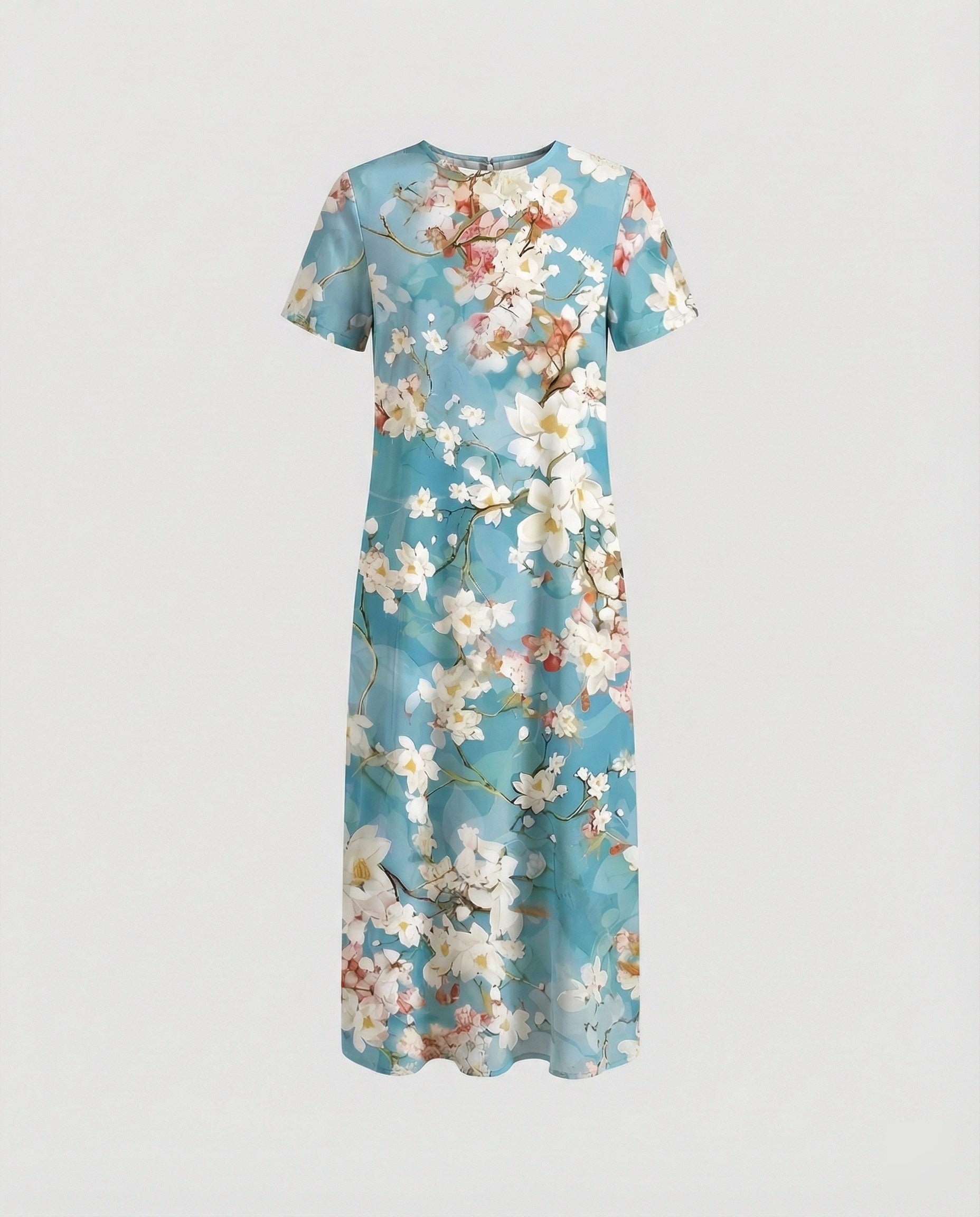 Ladies maxi dress floral asymmetrical