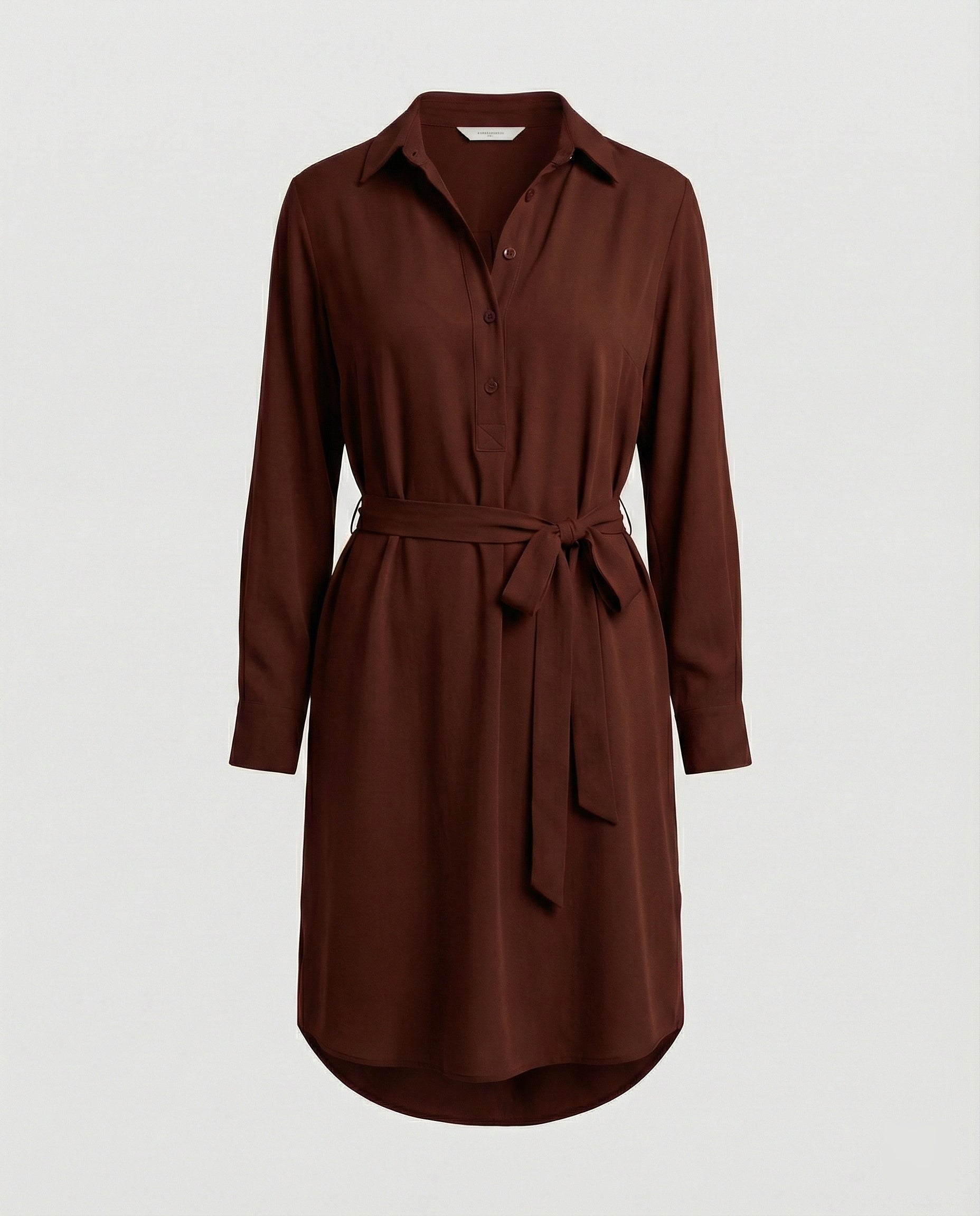Shirt blouse mini dress with tie belt women