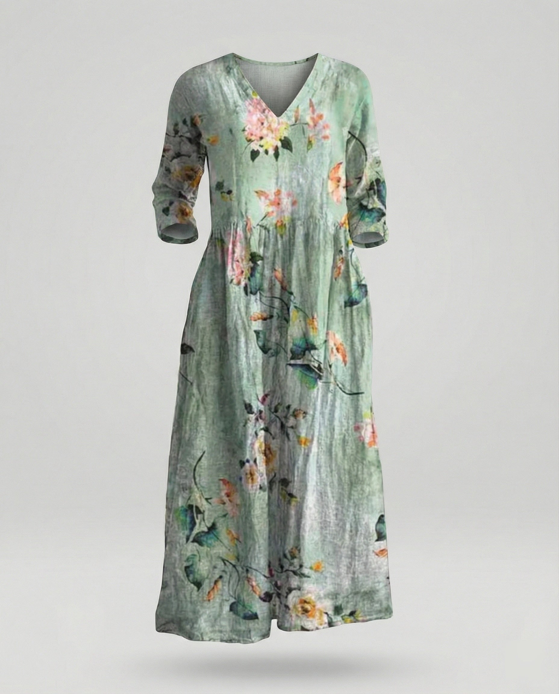 Women's Maxi Dress Summer Linen Look V-Neck
