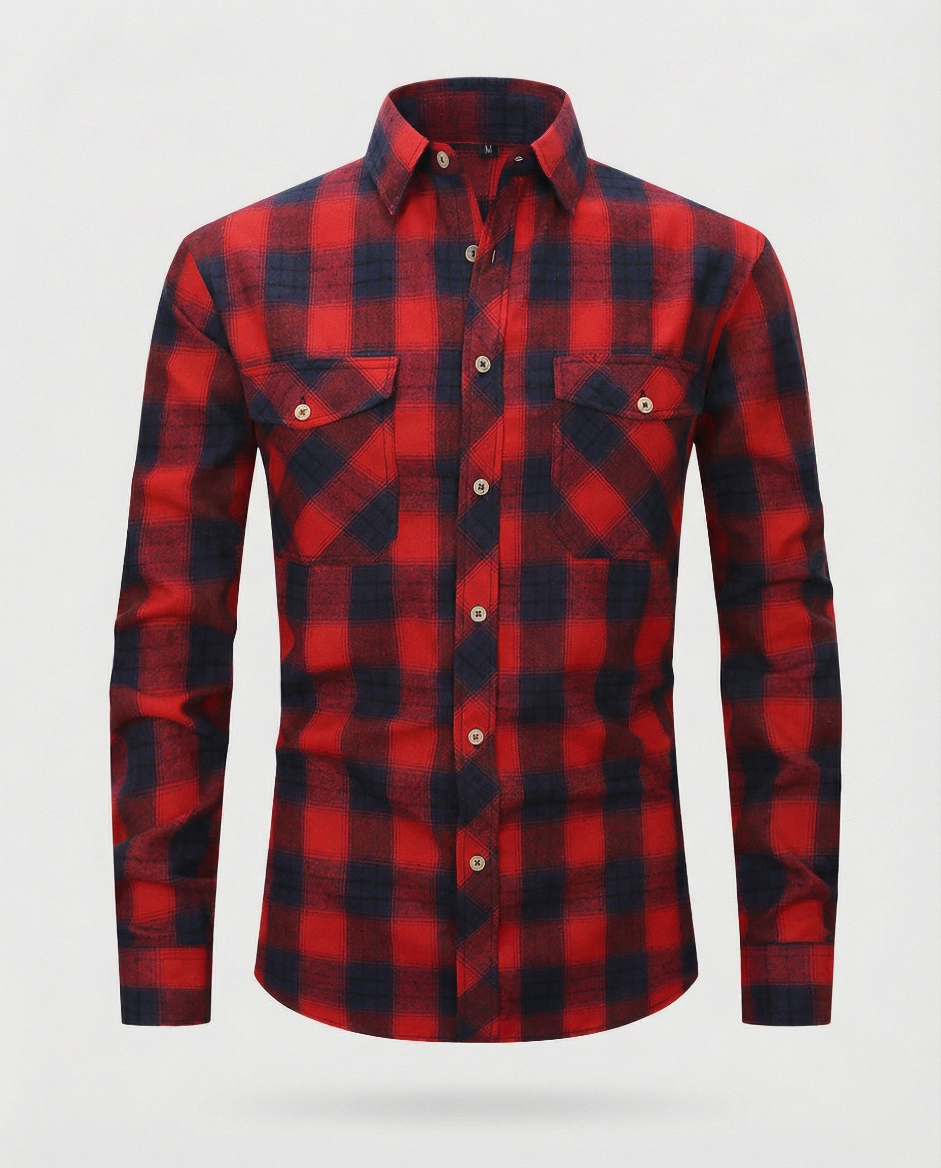 Men's Long Sleeve Shirt Checked with Kent Collar