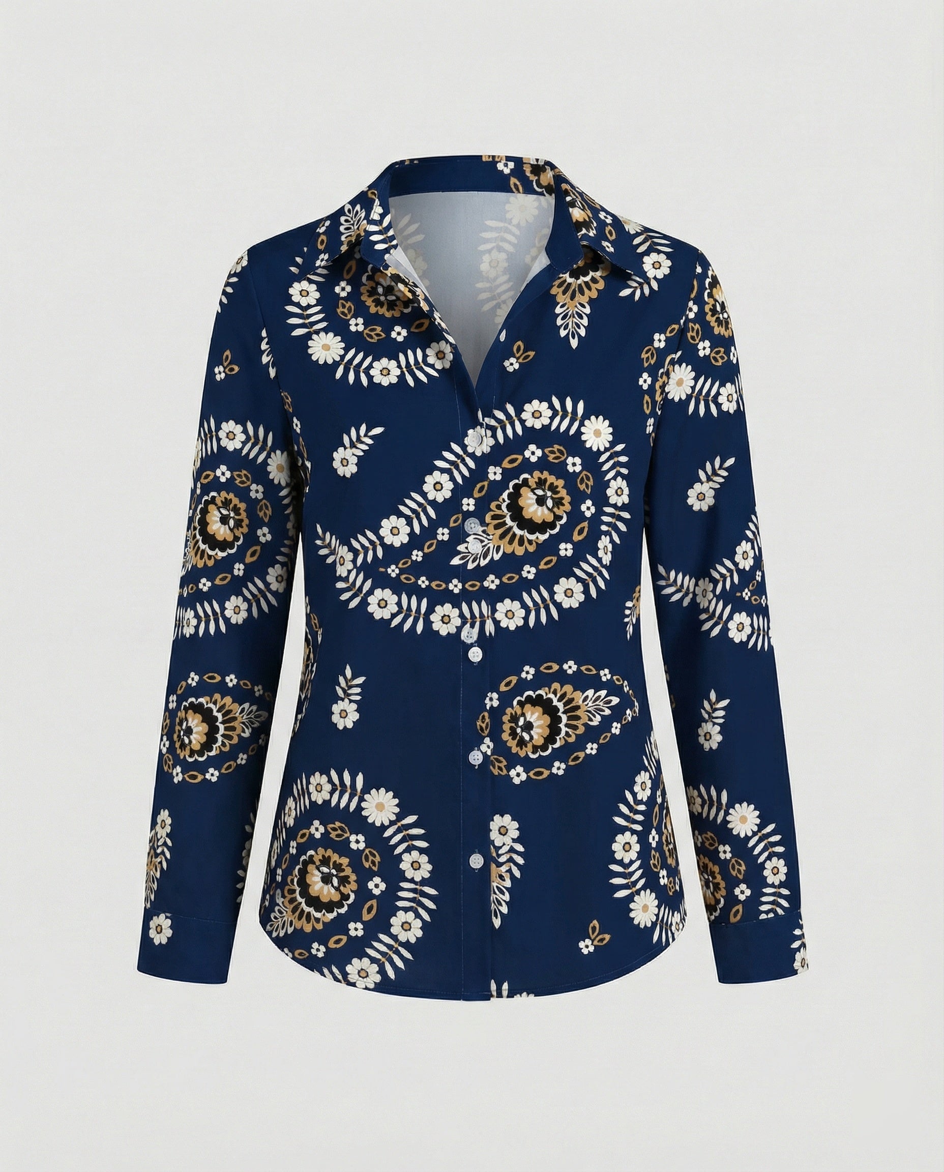 Shirt blouse silk look women floral