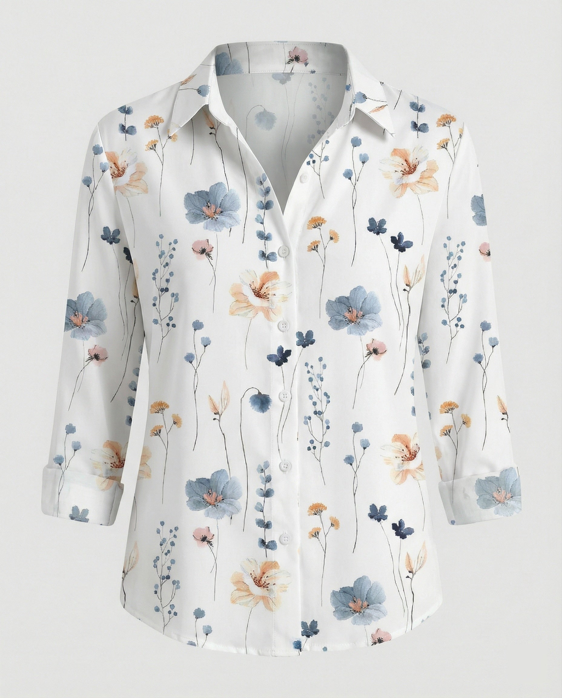 Linen look blouse women floral
