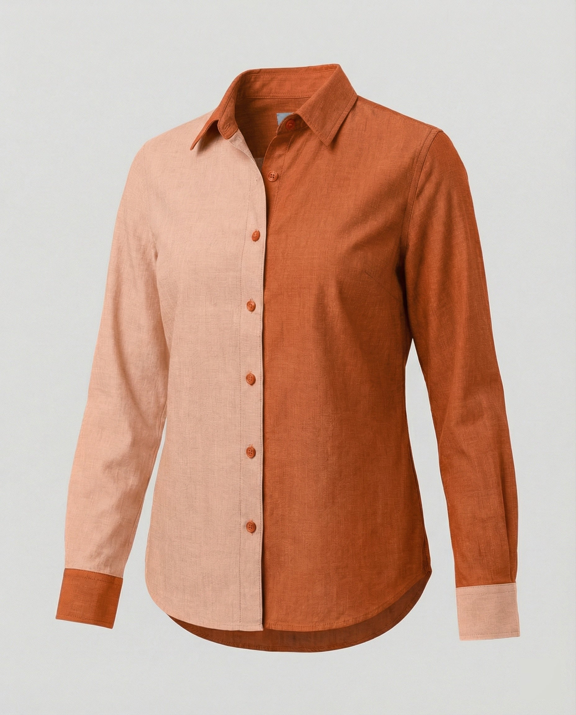 Bicolored blouse shirt denim look women