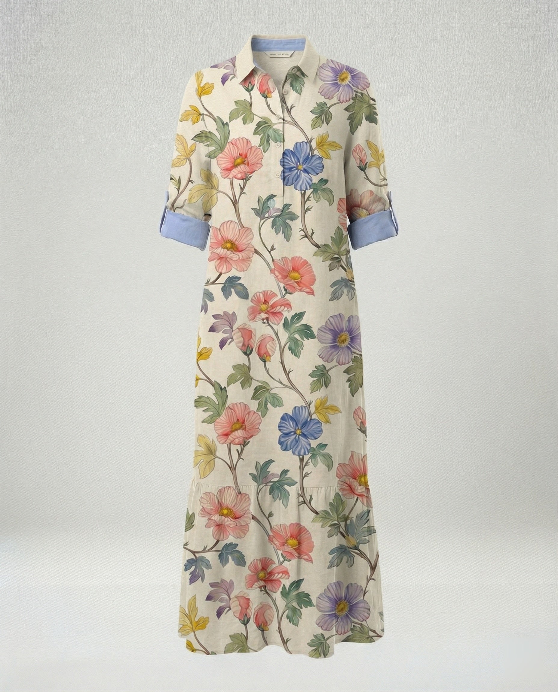 Ladies' shirt dress with ruffles