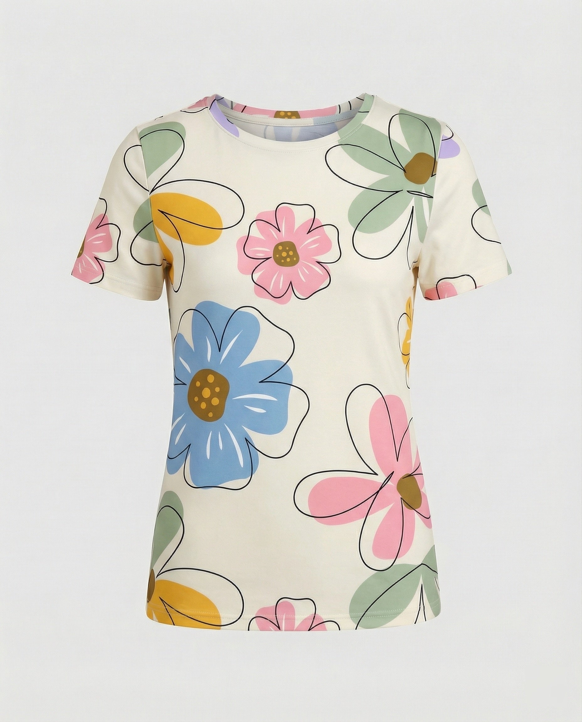 Short Sleeve Shirt Women With Floral Print