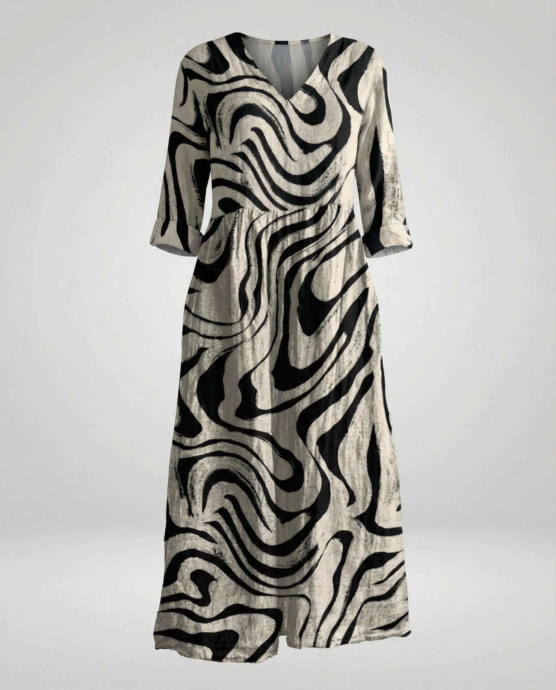Women's Maxi Dress Summer Linen Look V-Neck