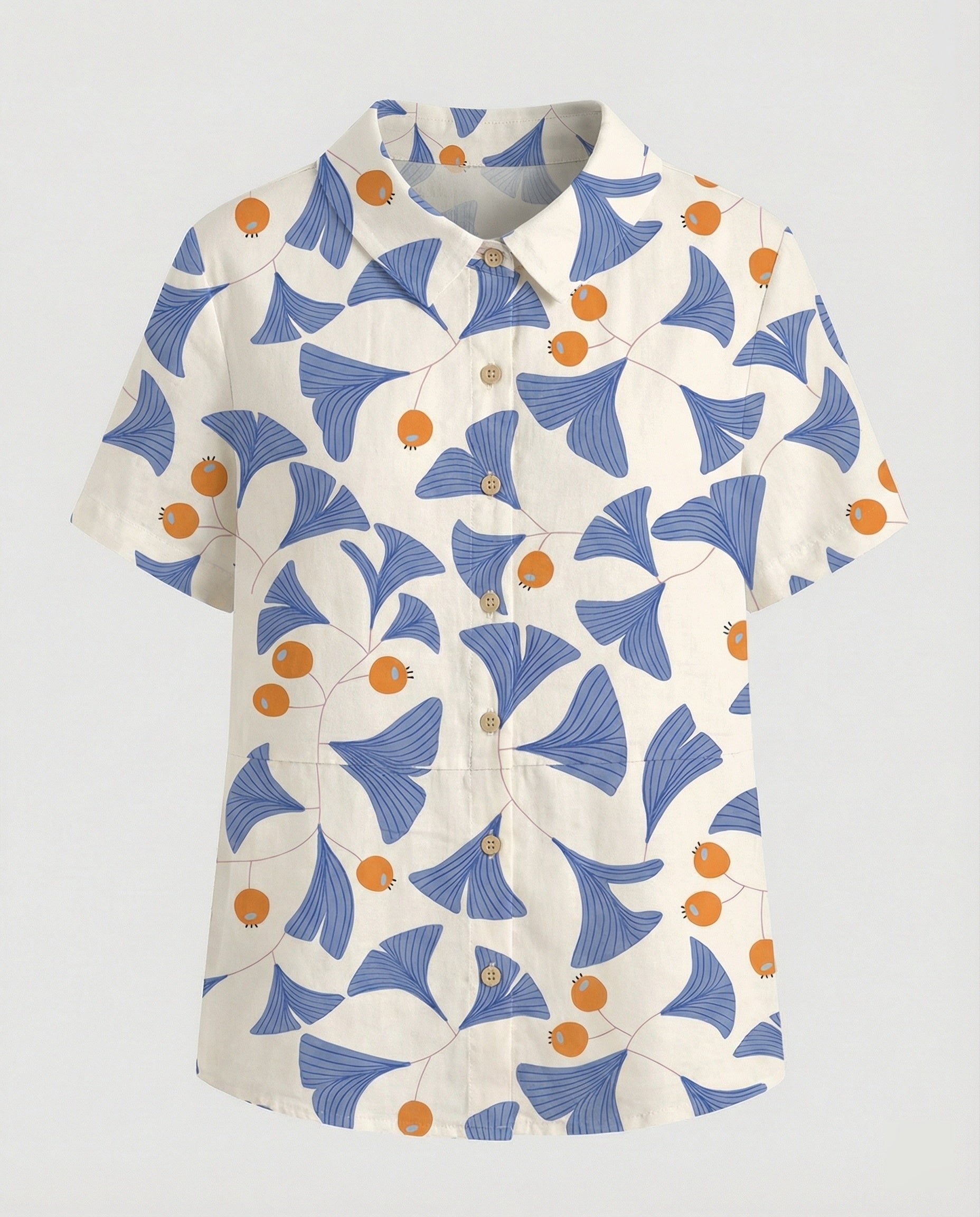 Ladies Blouse Linen Peter Pan Collar