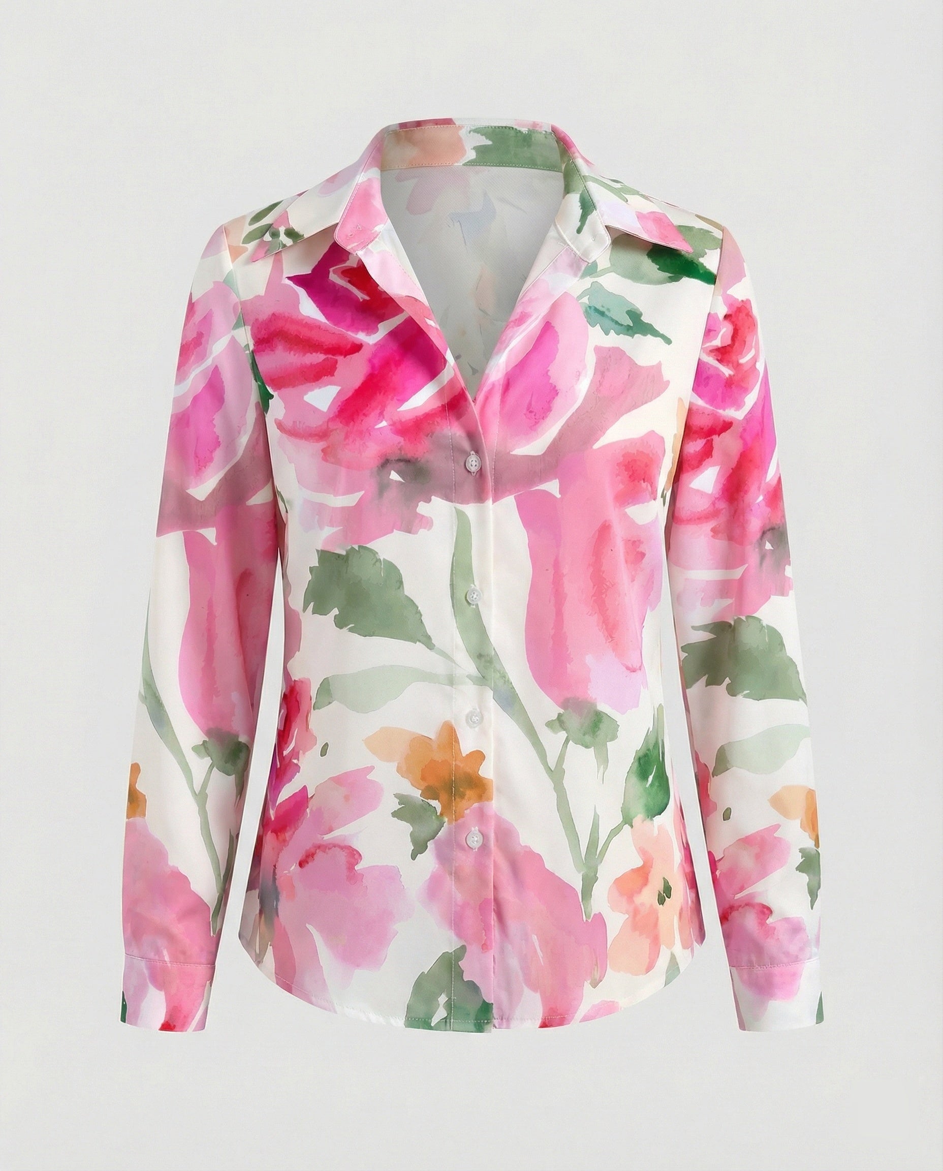 Shirt blouse silk look women floral