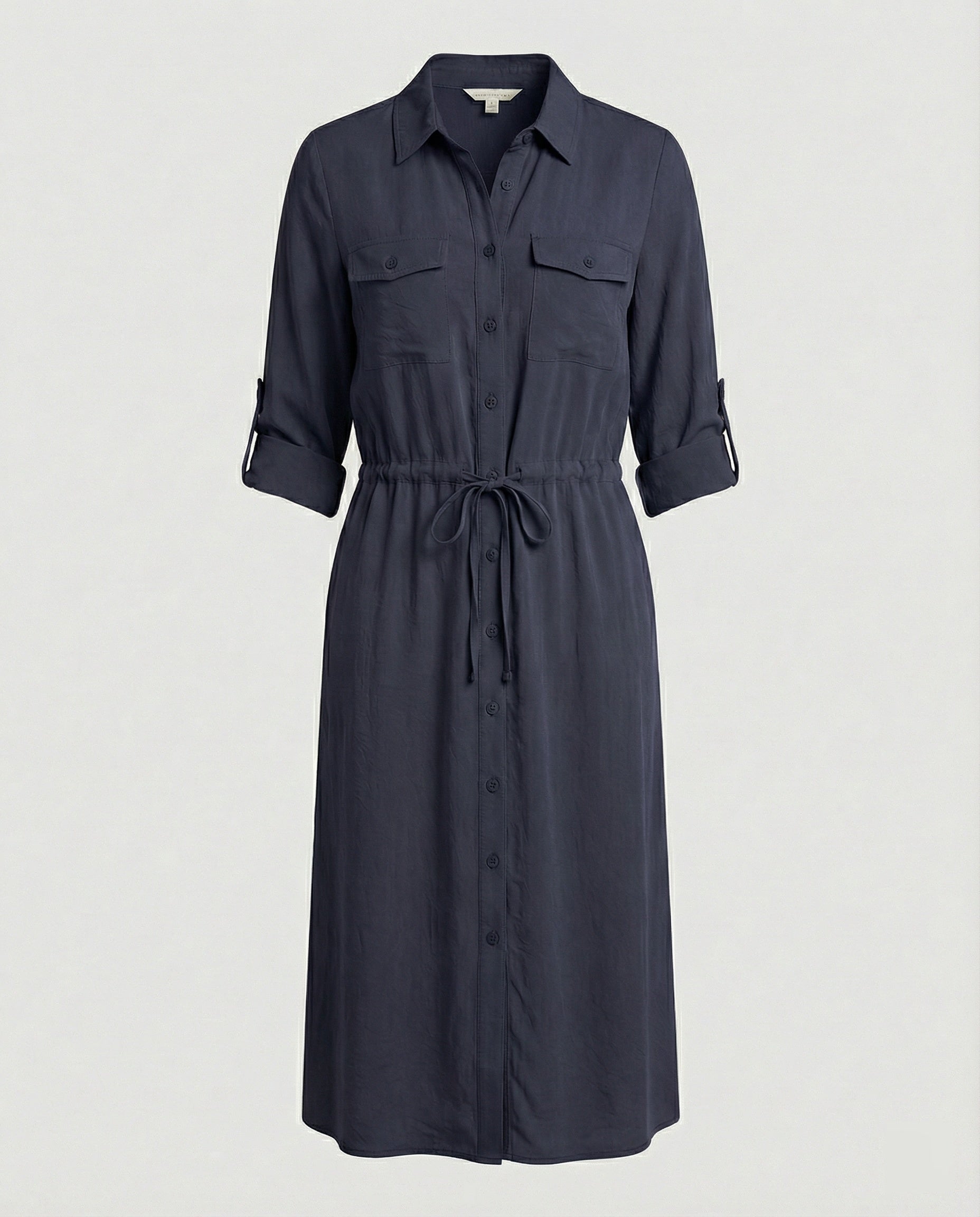 Women's shirt dress with drawstring