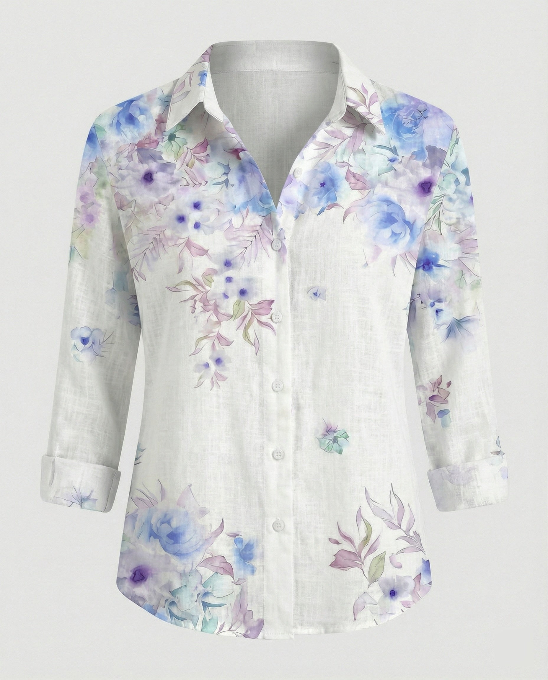 Linen look blouse women floral