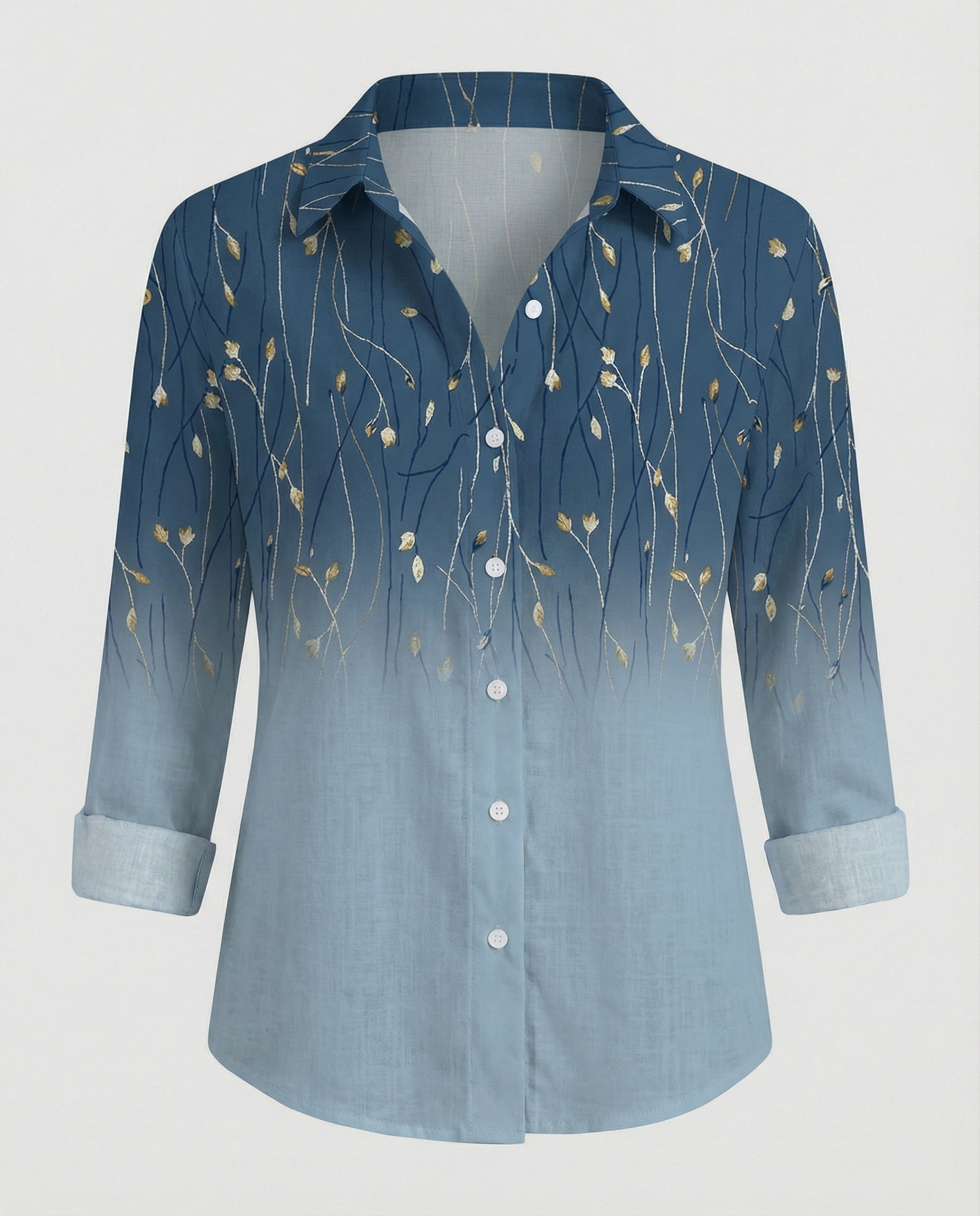 Linen look blouse women floral
