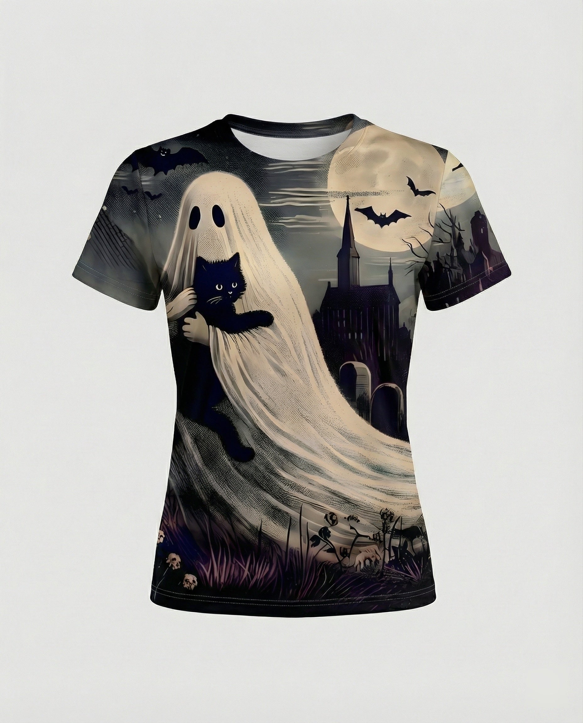 Short Sleeve Shirt Skull Print Women
