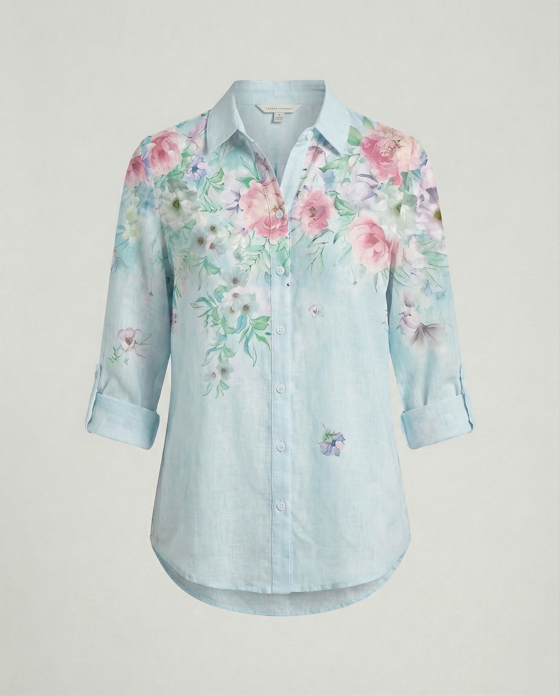 Linen look blouse women floral