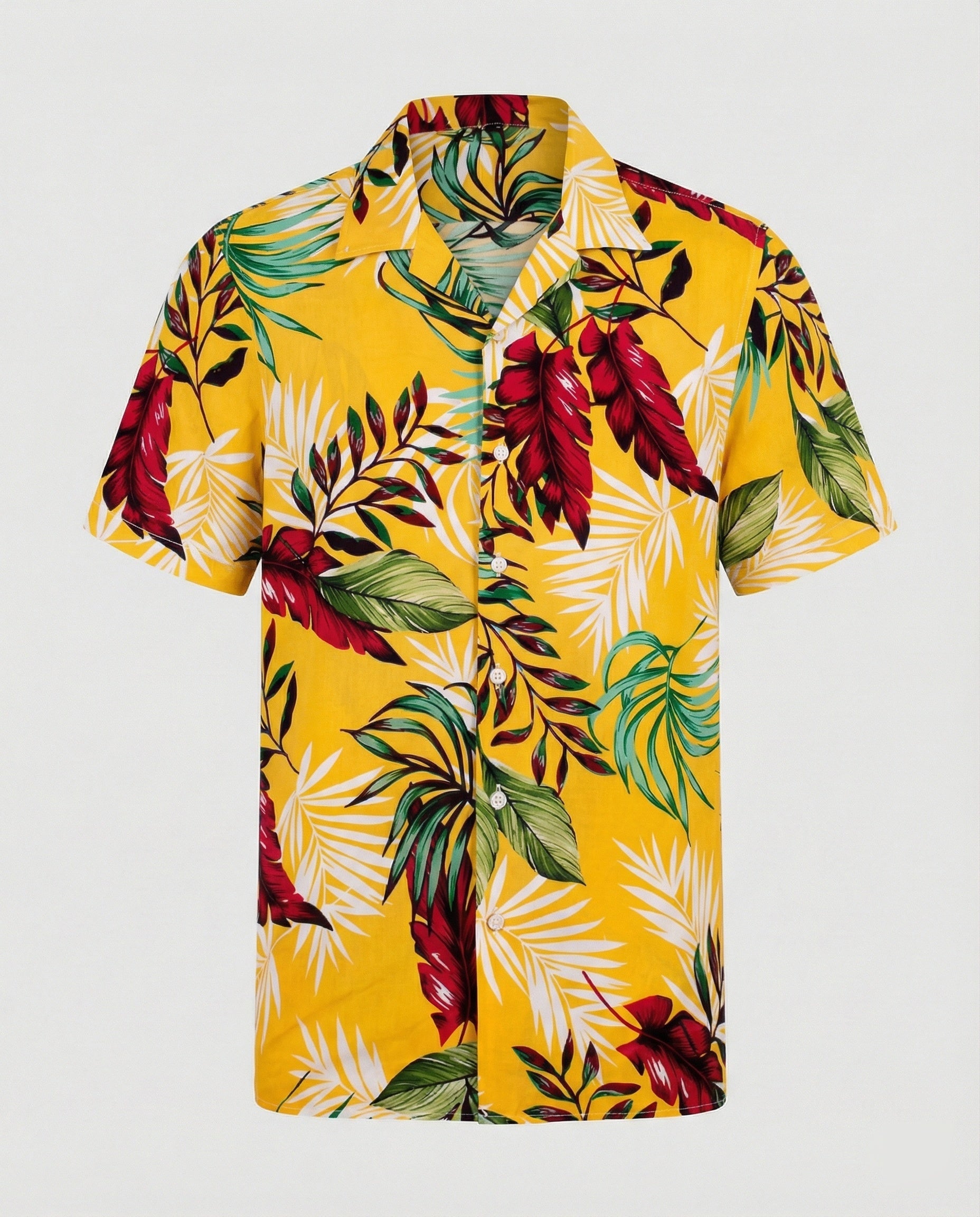 Short Sleeve Hawaii Shirt Men Palm Print