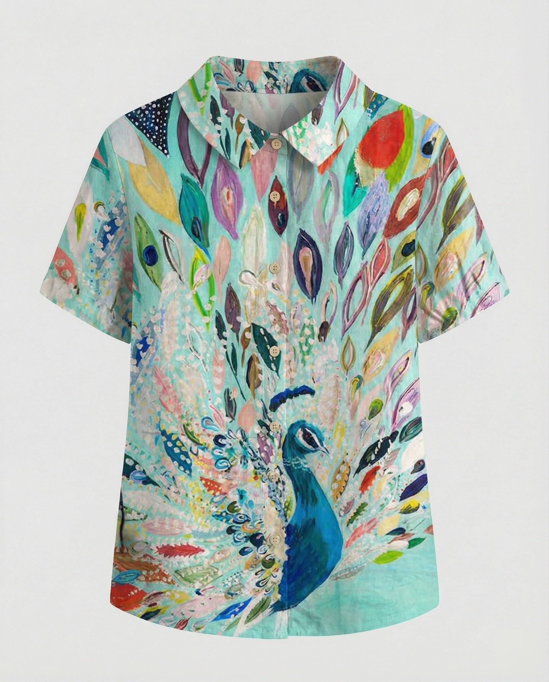 Ladies Blouse Linen Peter Pan Collar