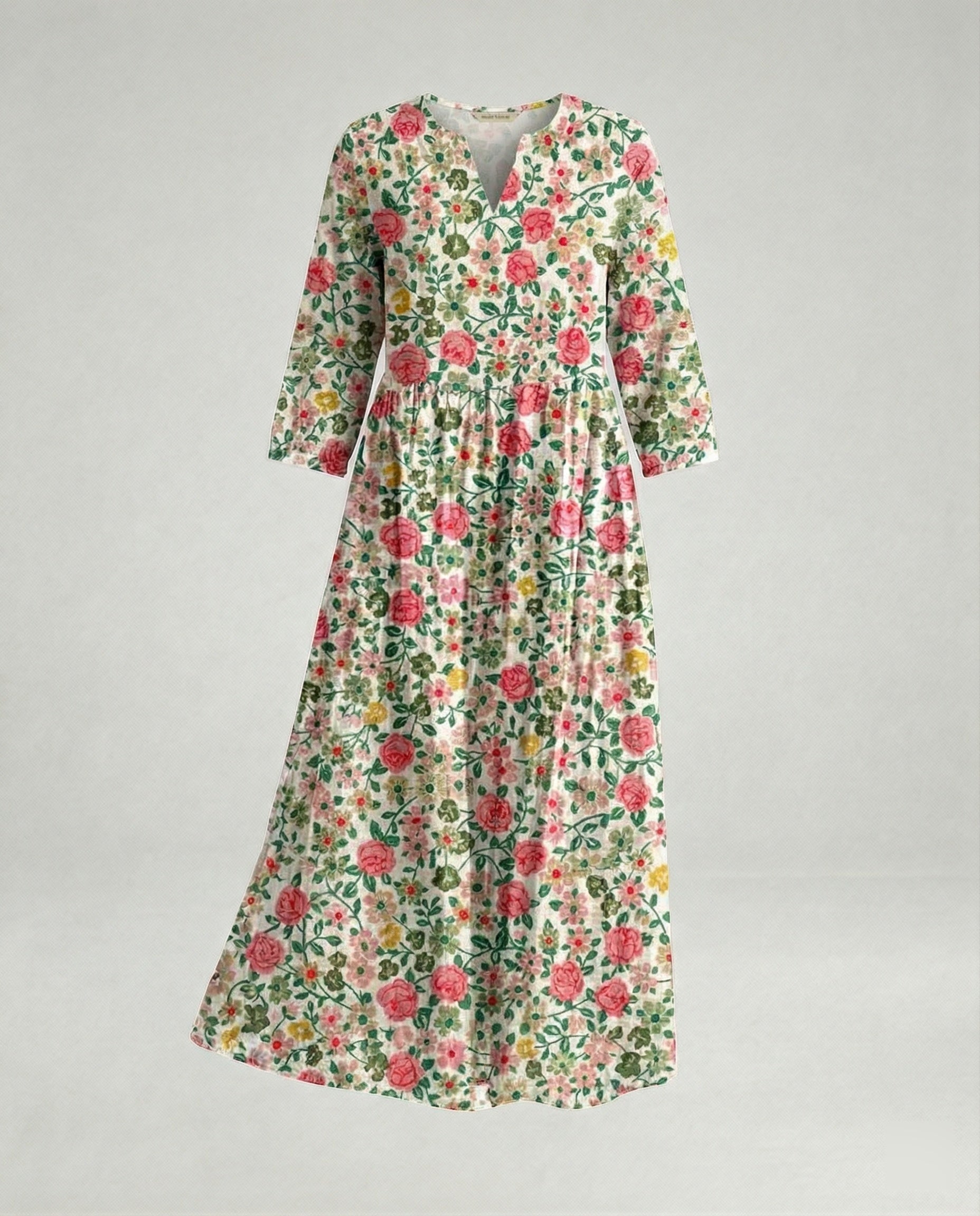 Women's Maxi Dress Summer Linen Look V-Neck