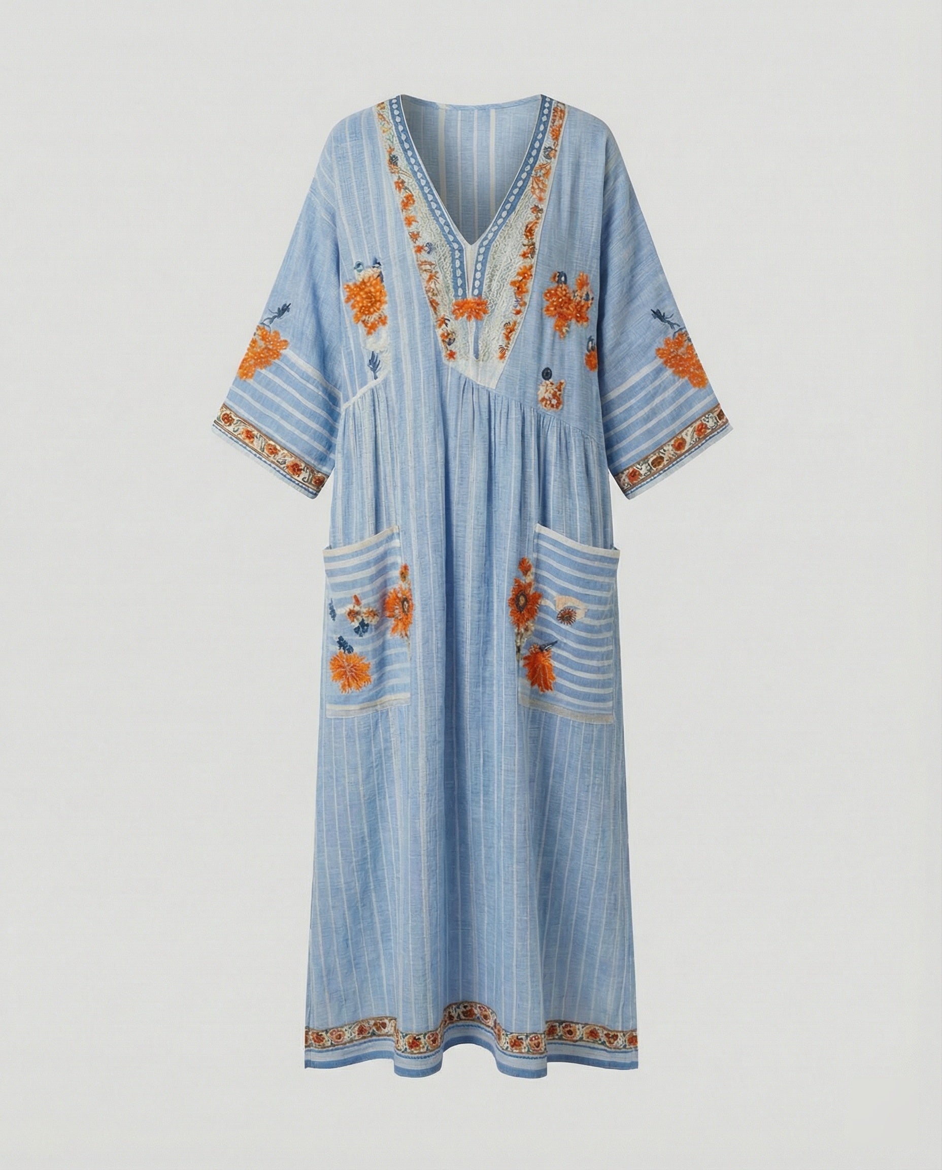 Linen Kaftan Maxi Dress Women
