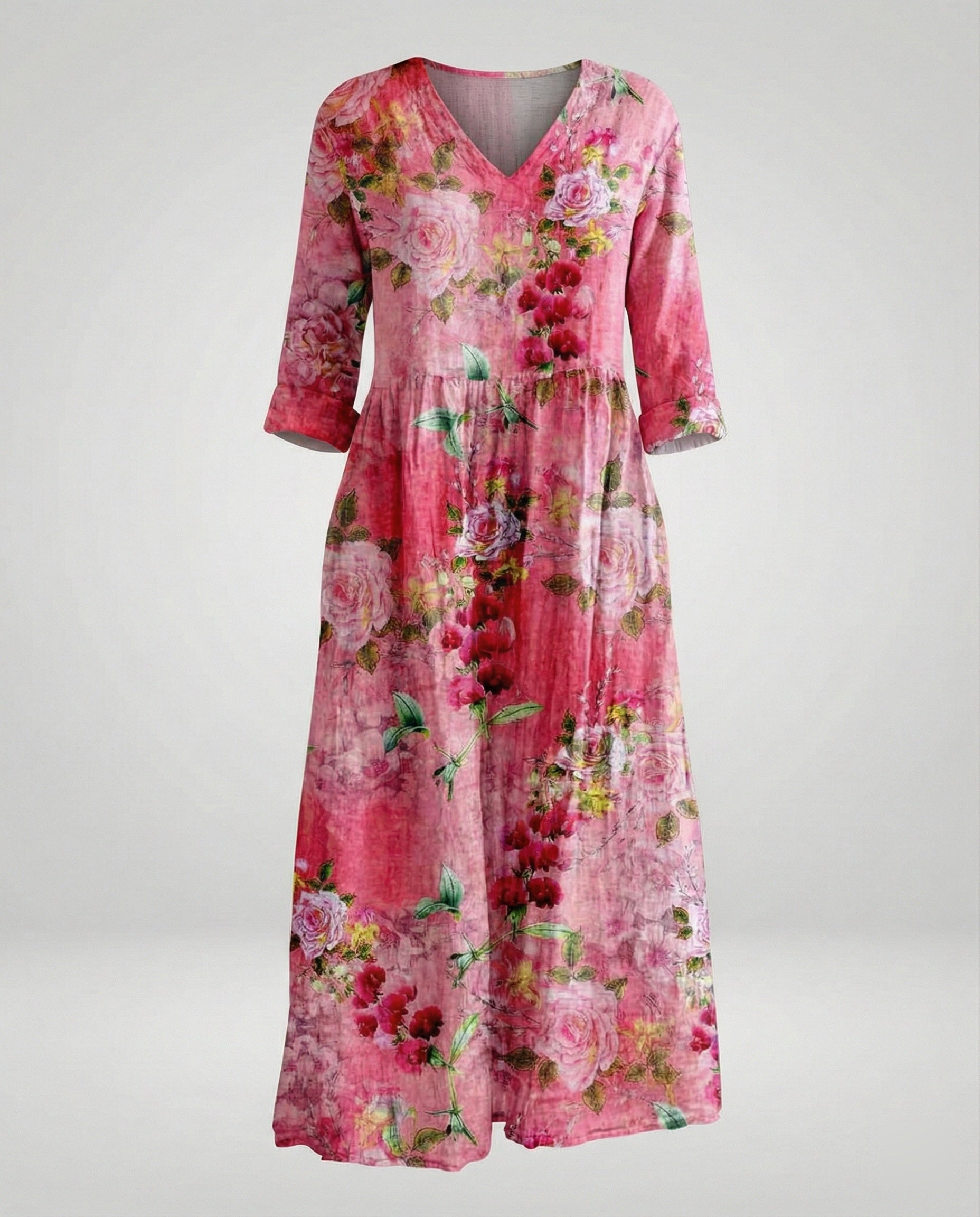 Women's Maxi Dress Summer Linen Look V-Neck