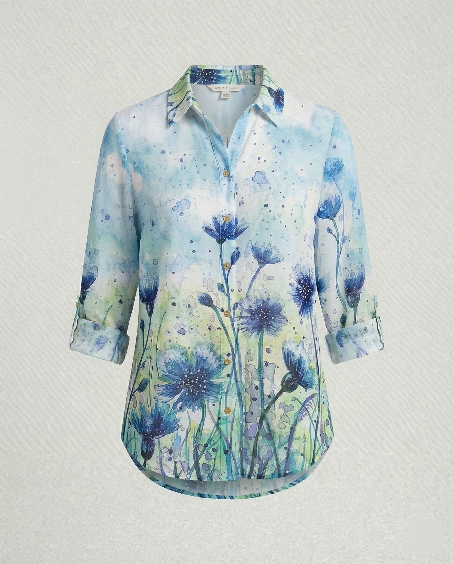 Linen look blouse women floral
