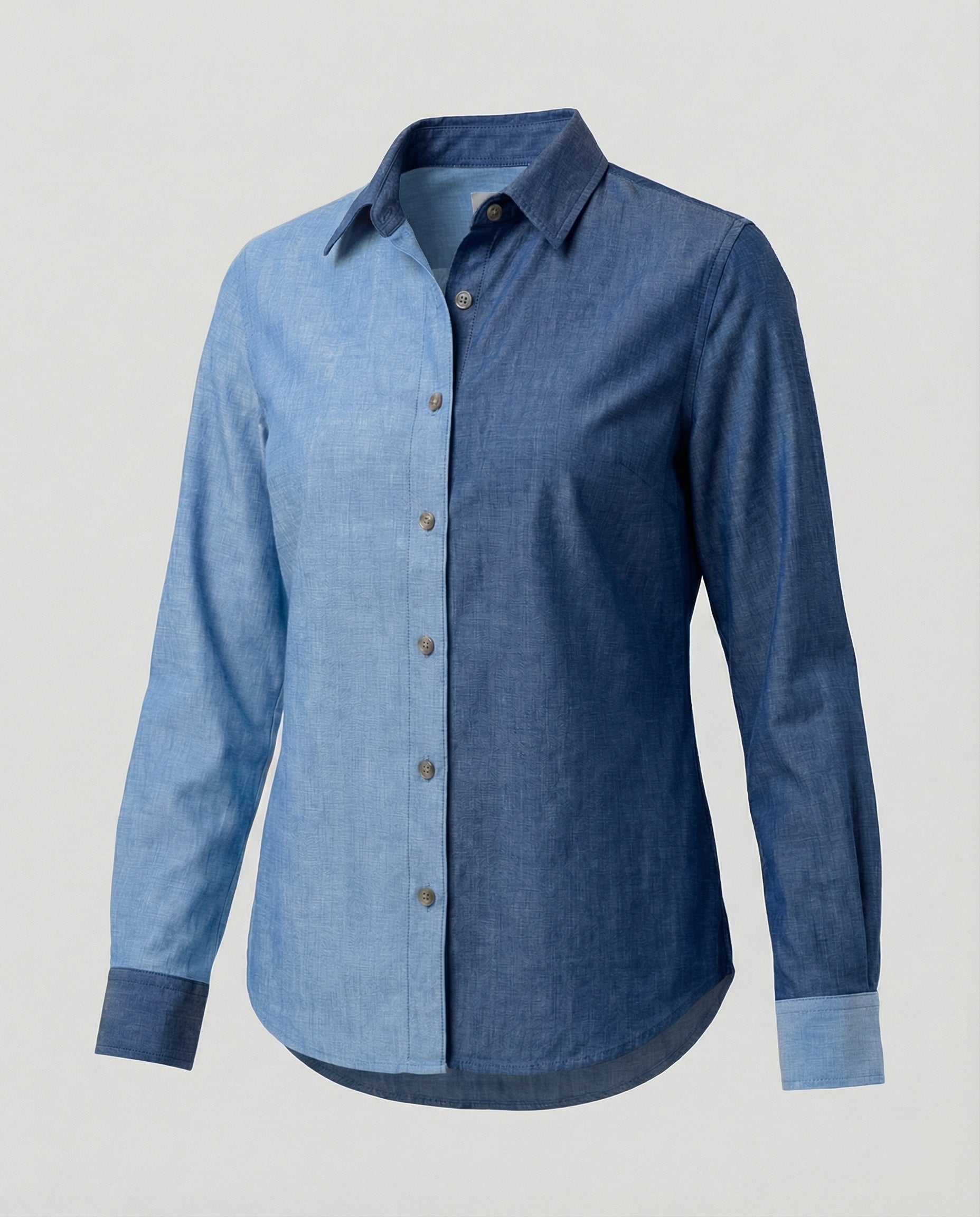 Bicolored blouse shirt denim look women