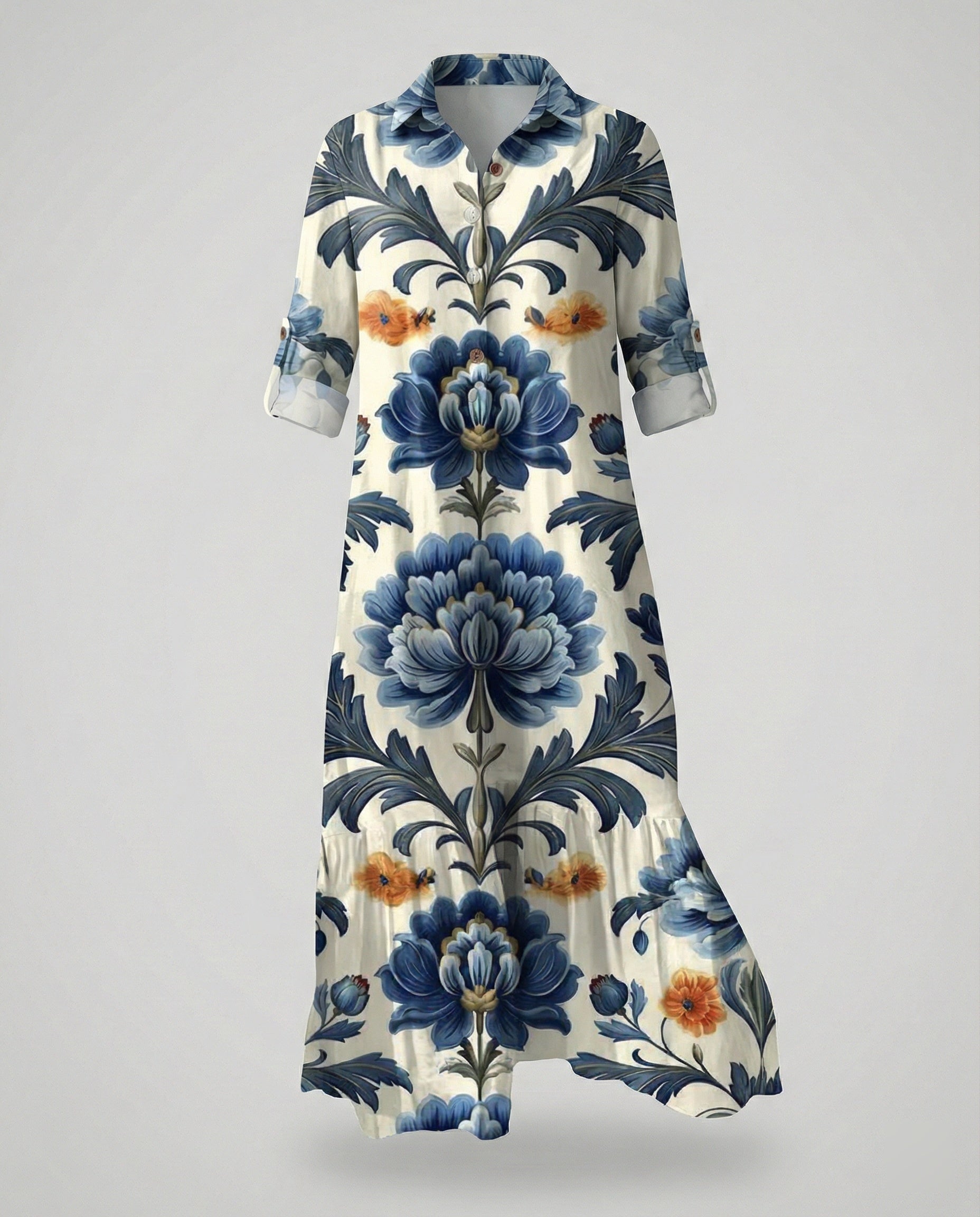 Ladies' shirt dress with ruffles