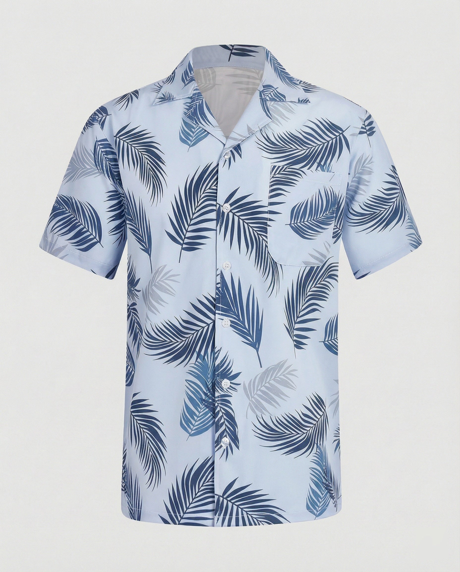 Short Sleeve Hawaii Shirt Men Palm Print
