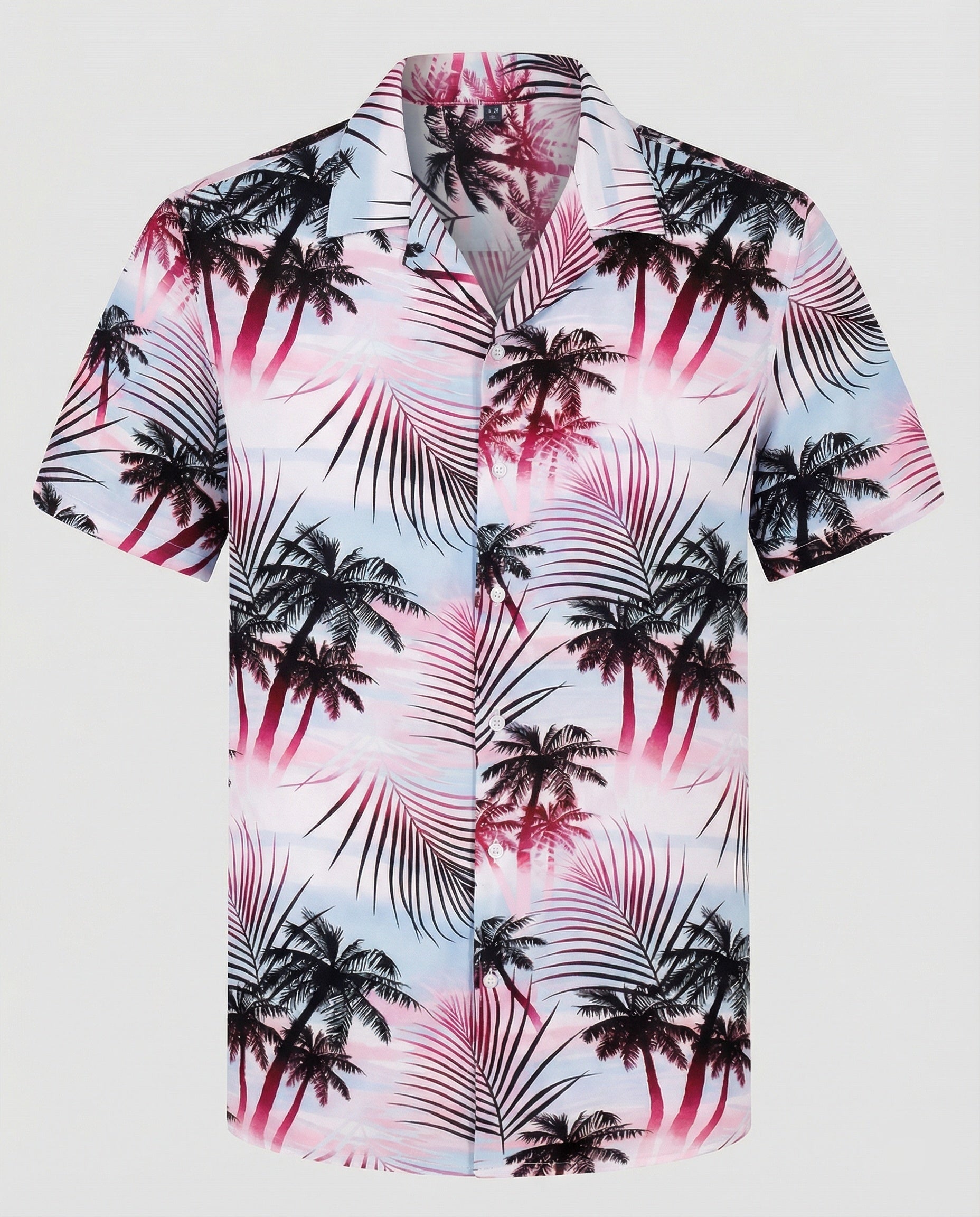 Short Sleeve Hawaii Shirt Men Palm Print