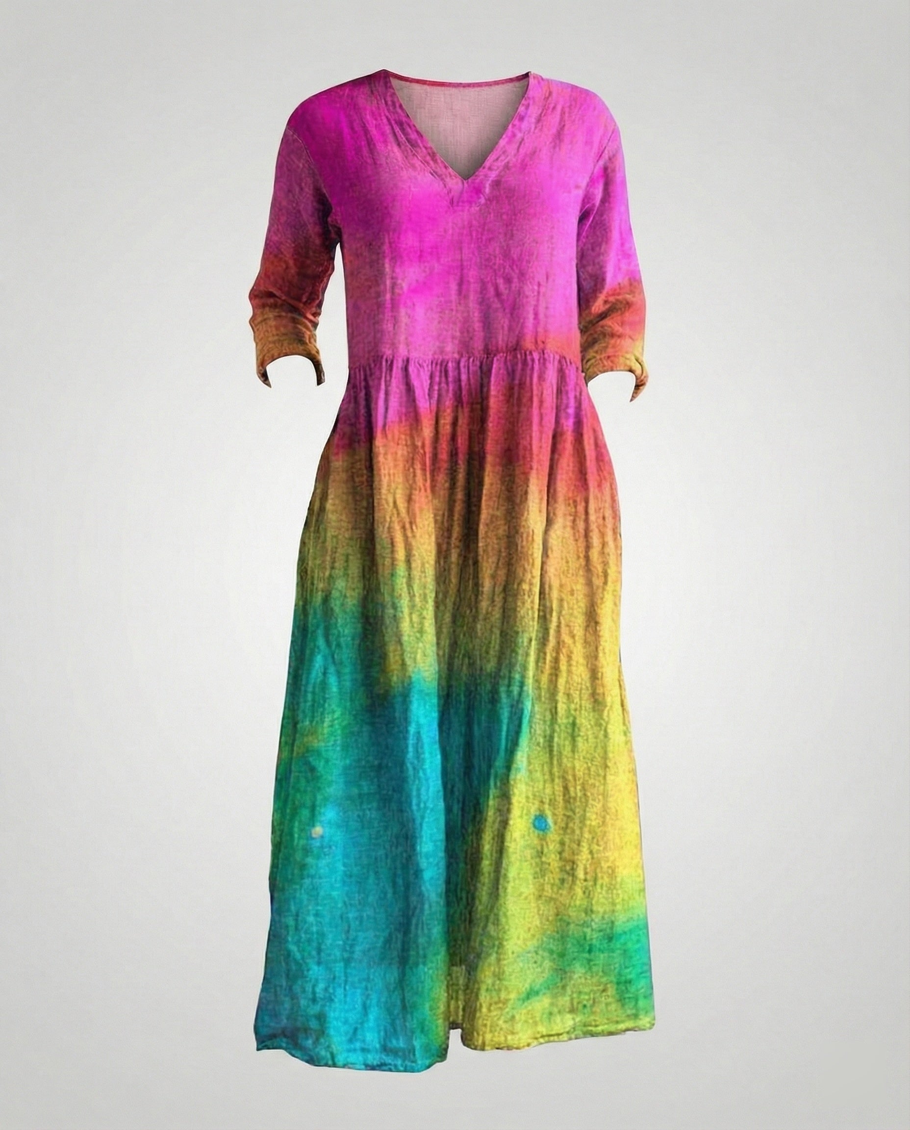 Women's Maxi Dress Summer Linen Look V-Neck