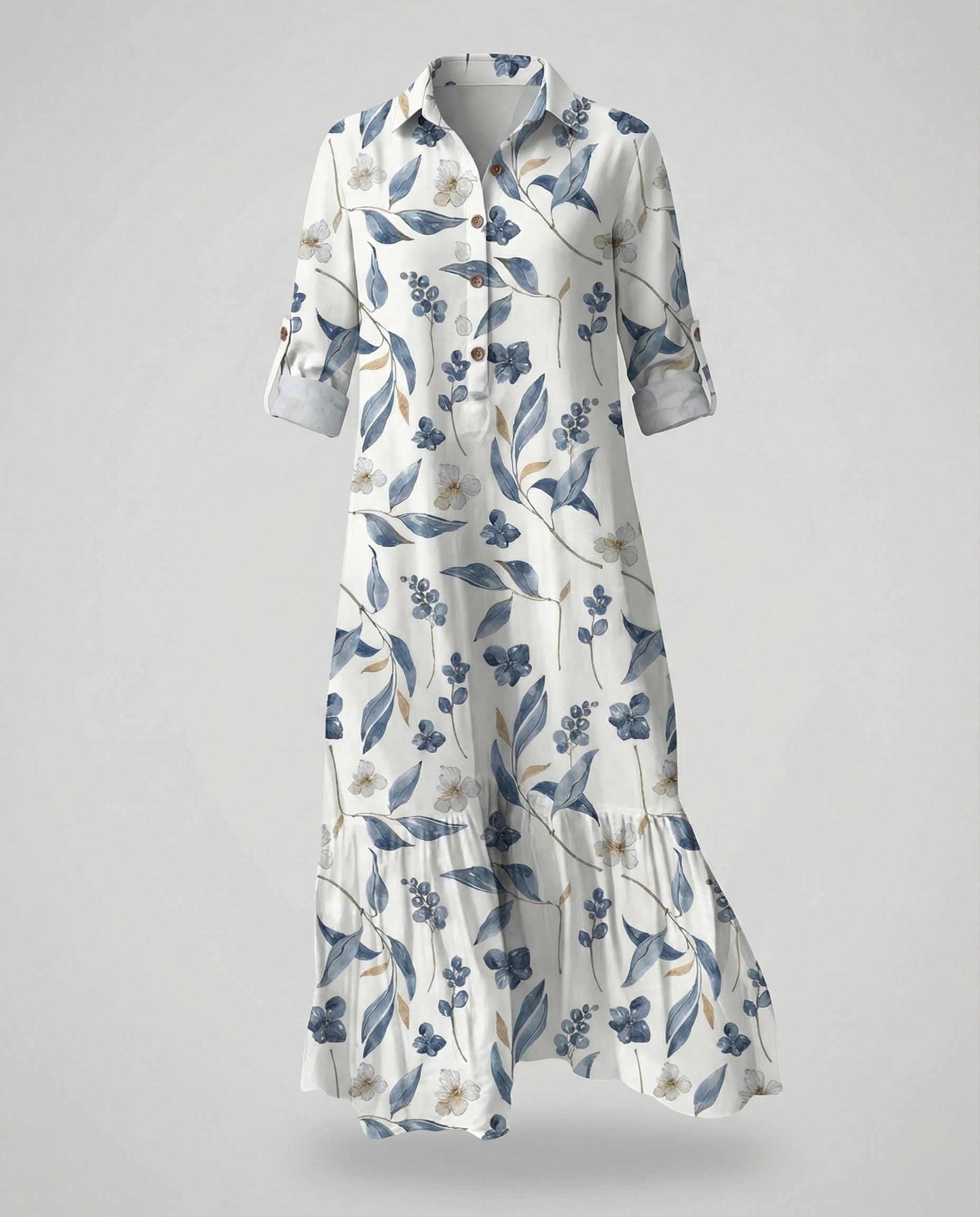 Ladies' shirt dress with ruffles