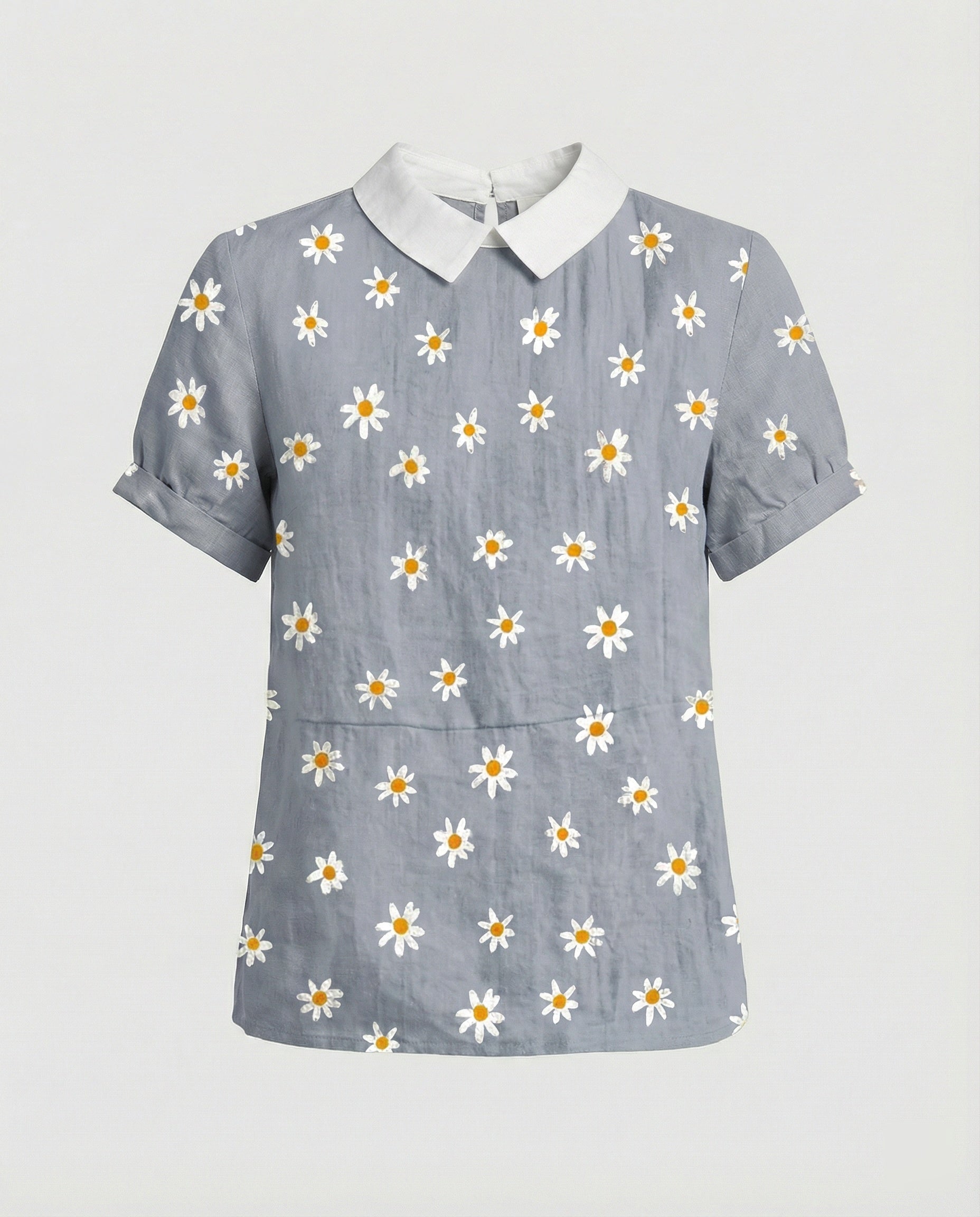 Ladies Blouse Linen Peter Pan Collar