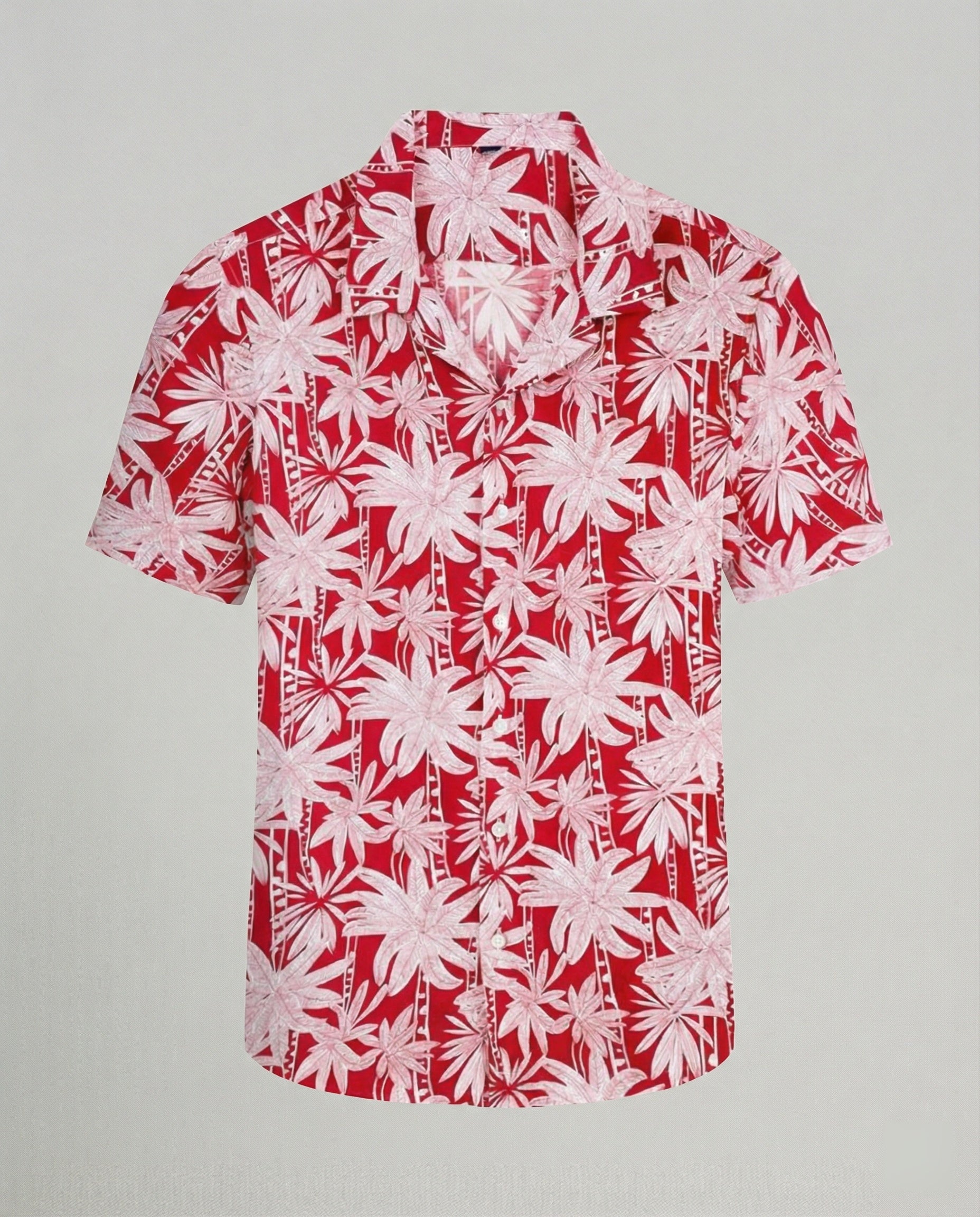 Short Sleeve Hawaii Shirt Men Palm Print