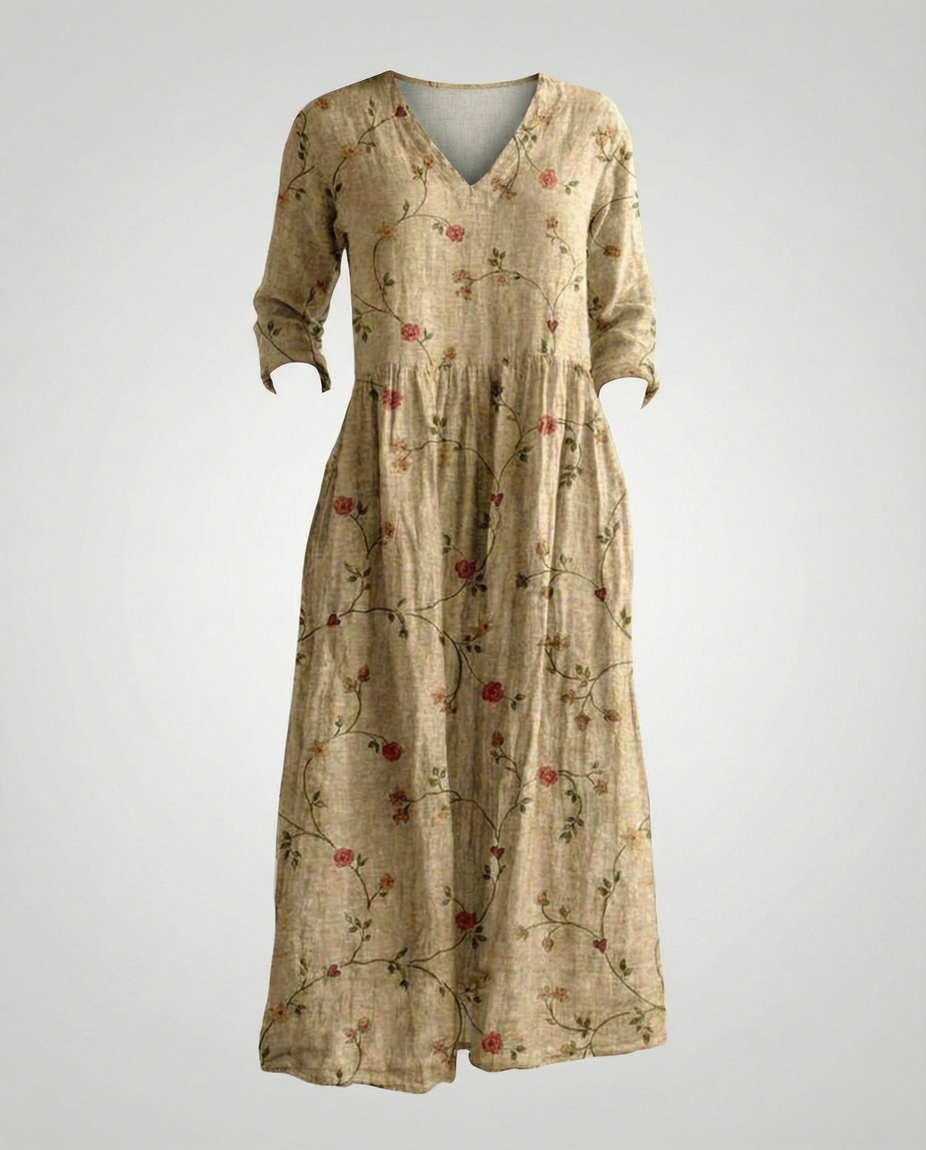 Women's Maxi Dress Summer Linen Look V-Neck