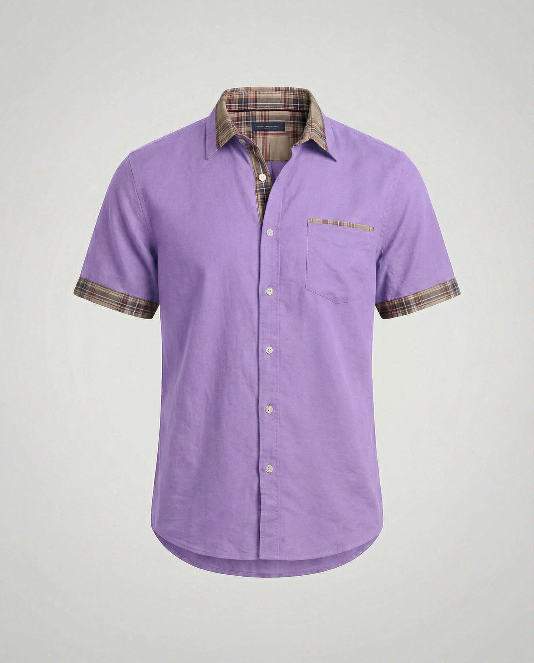 Men's Short Sleeve Shirt Checked Casual