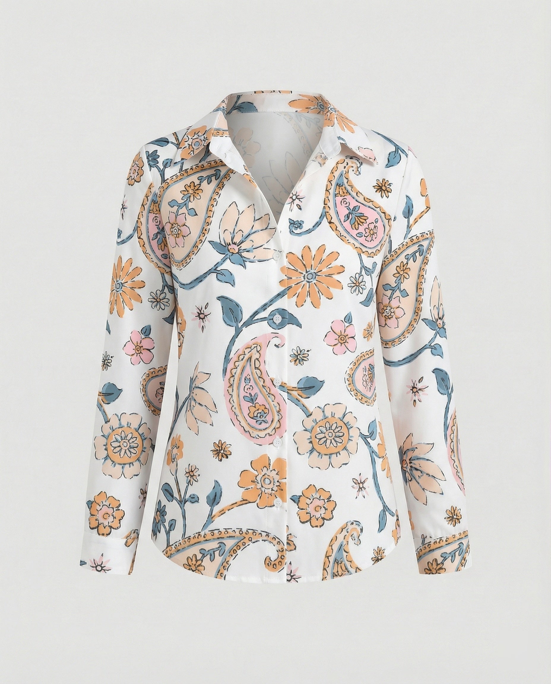 Shirt blouse silk look women floral
