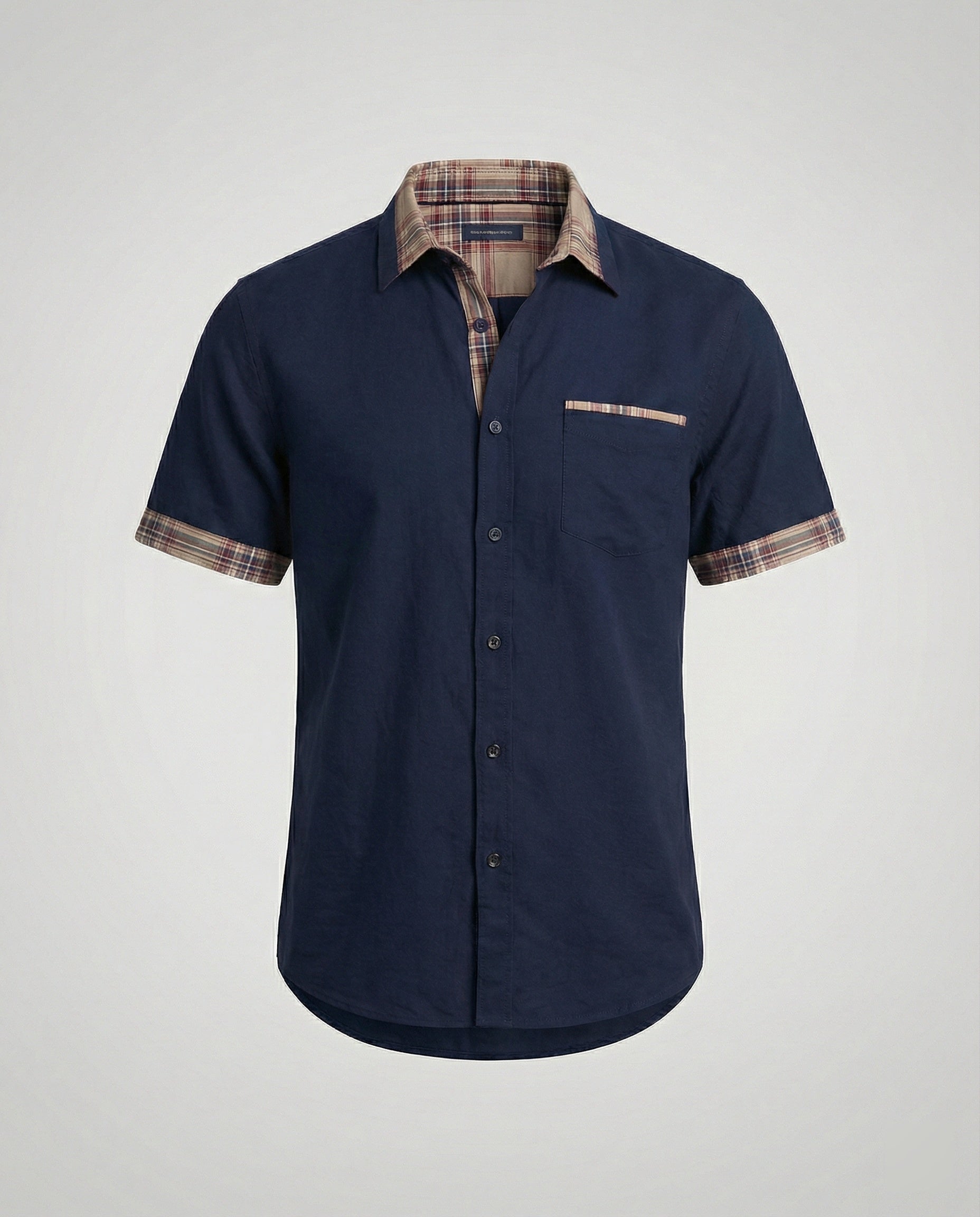 Men's Short Sleeve Shirt Checked Casual