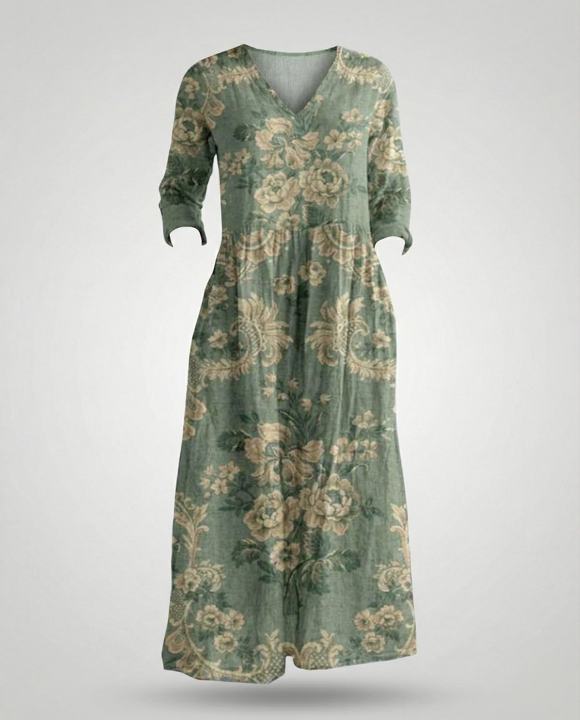Women's Maxi Dress Summer Linen Look V-Neck