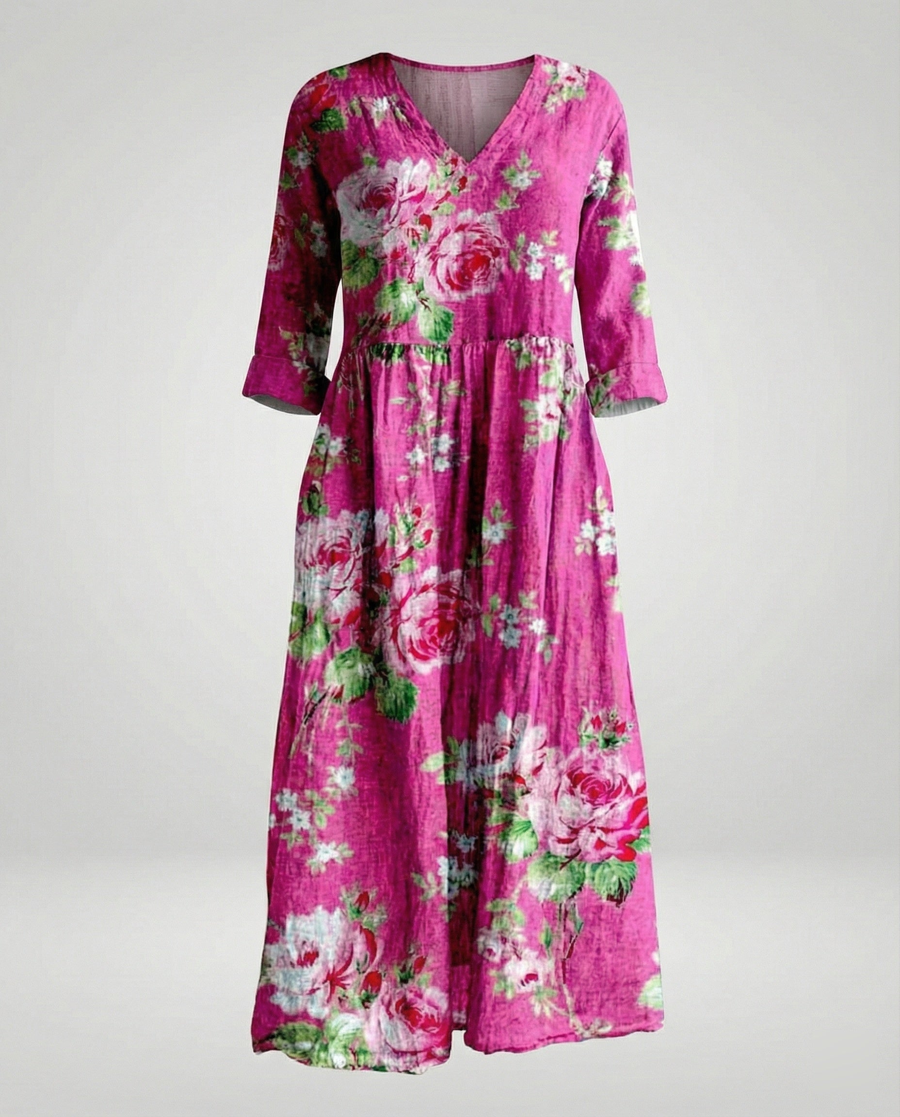 Women's Maxi Dress Summer Linen Look V-Neck