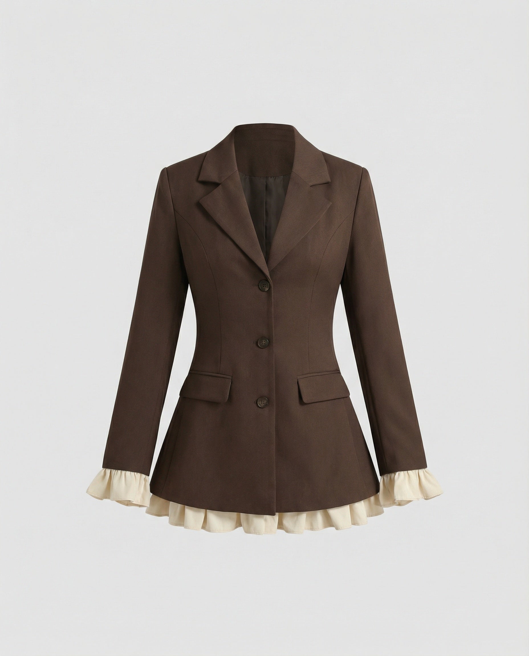 Blazer coat fitted with ruffles women's