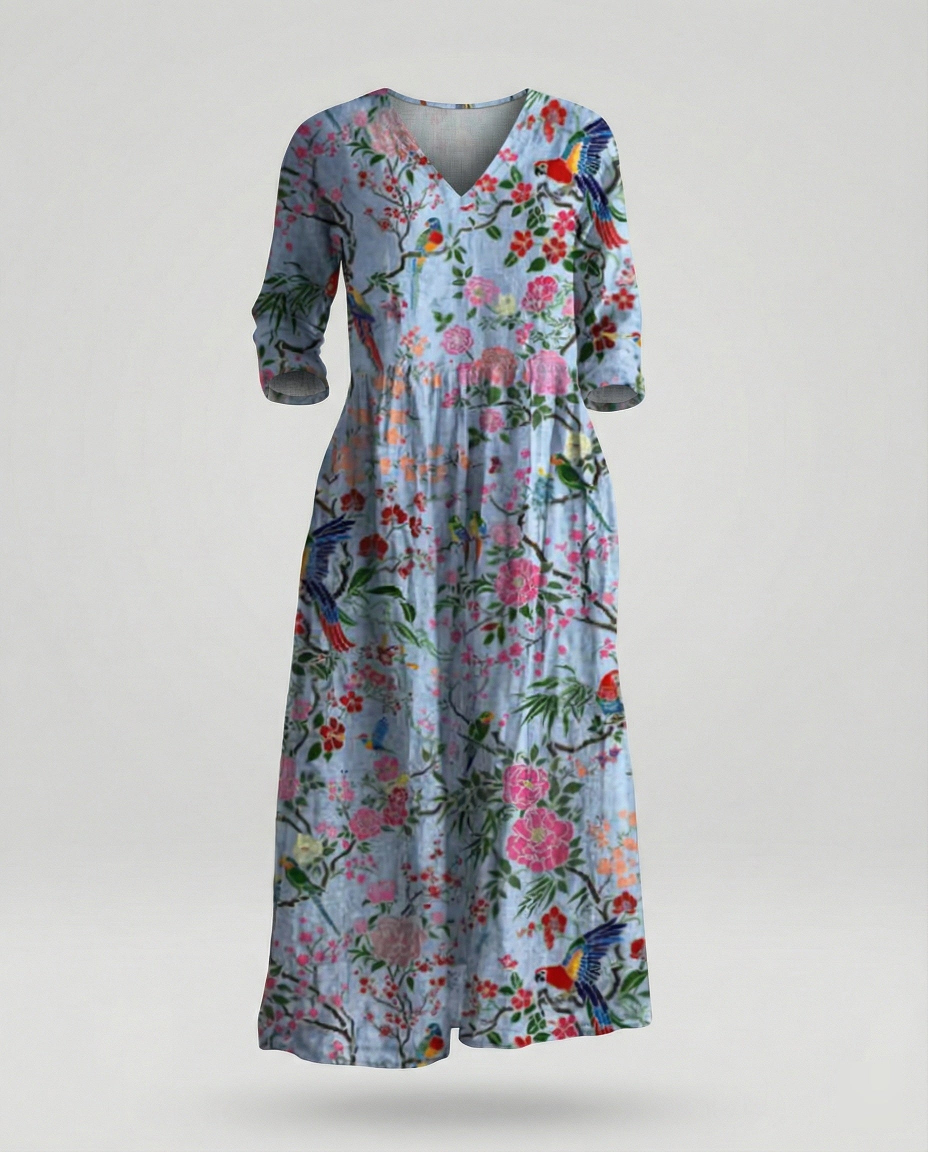 Women's Maxi Dress Summer Linen Look V-Neck